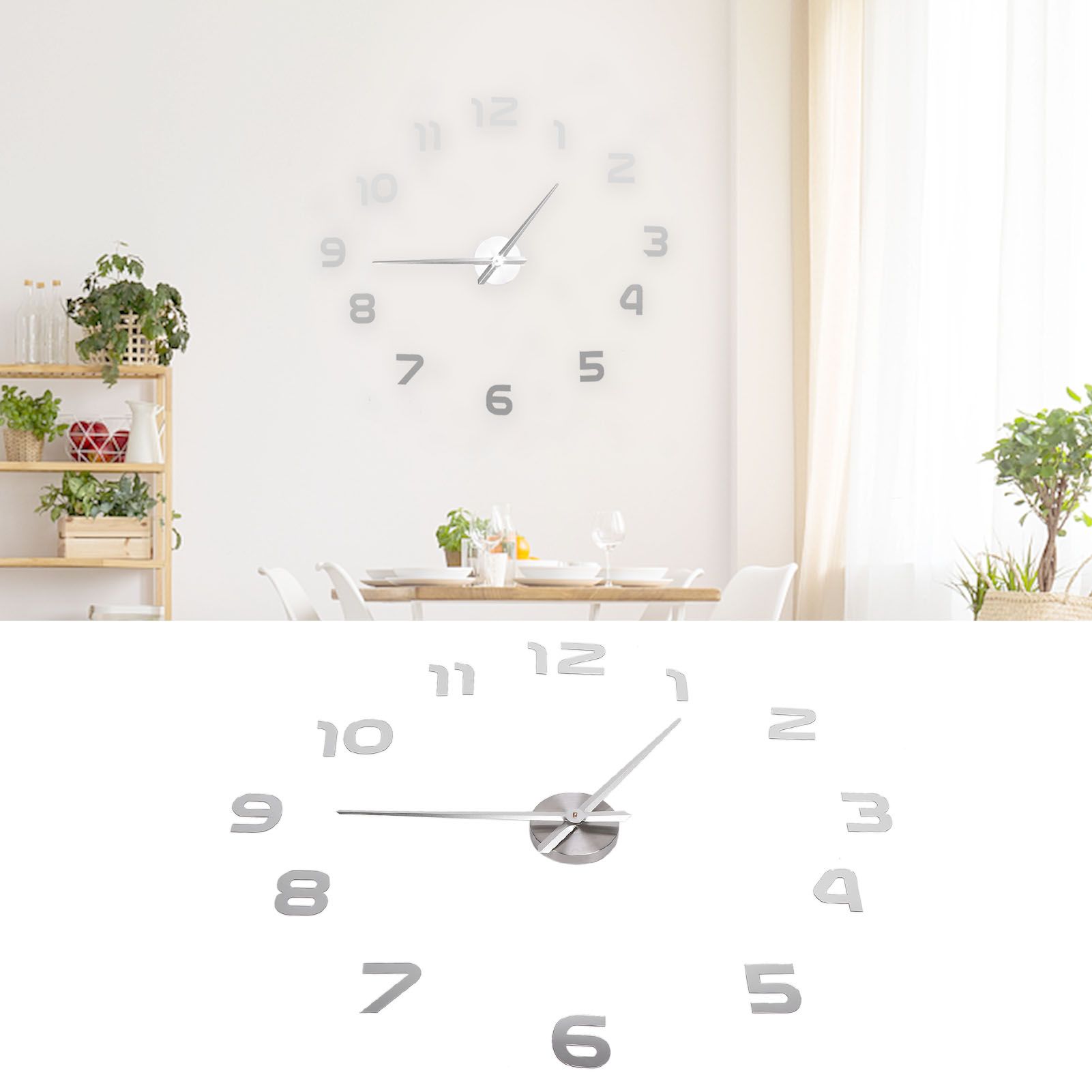 Acrylic Mirror Wall Clock Silent Frameless DIY Self Adhesive Wall Clock for view 12