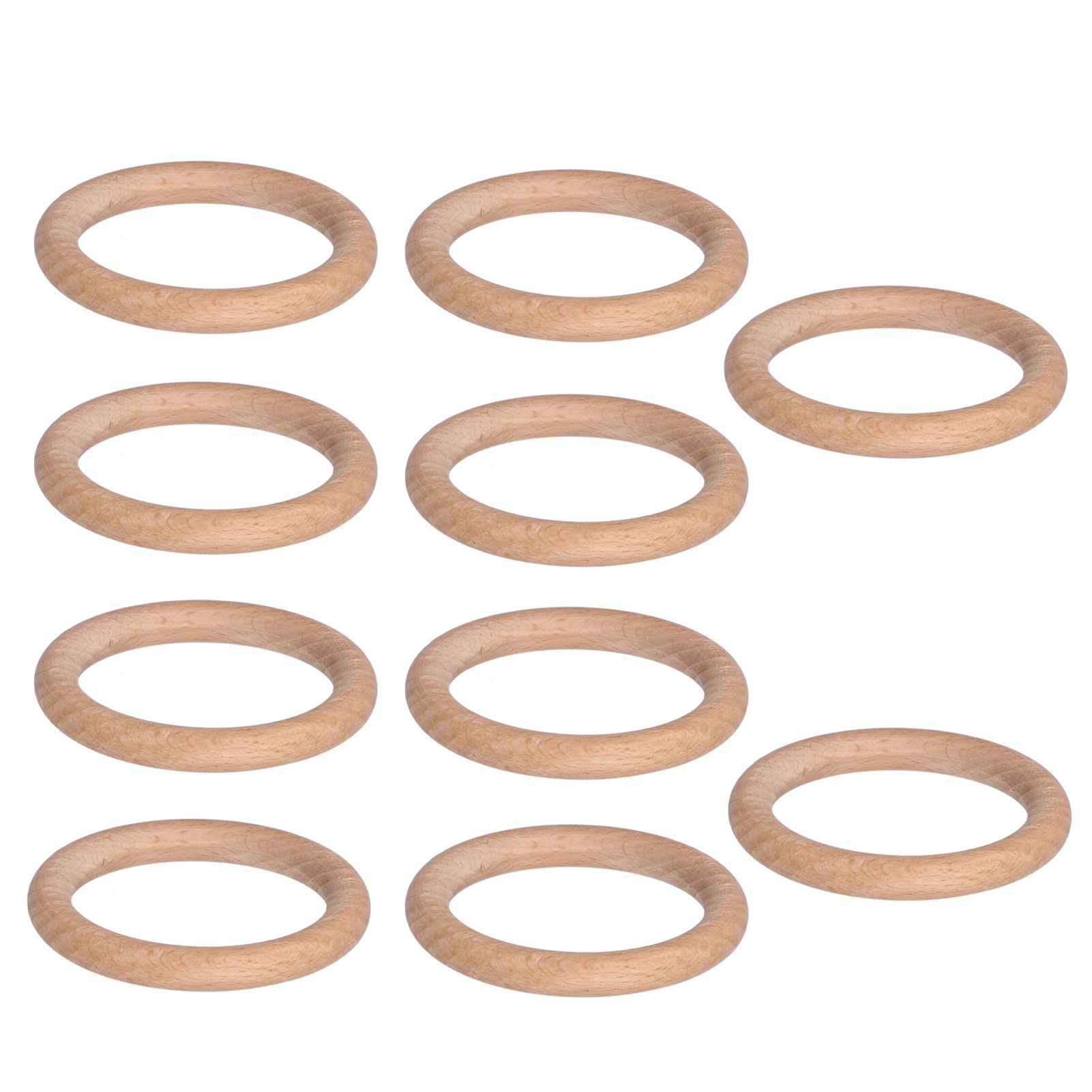 10pcs Wooden Rings Unfinished DIY Natural Wood Circles for Craft Jewelry view 2