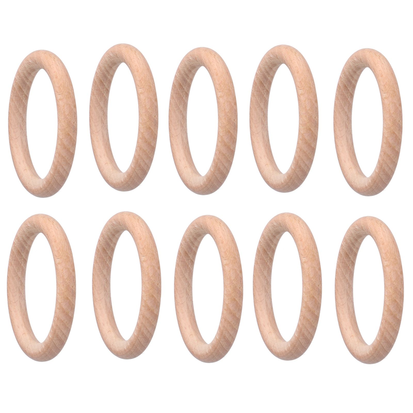 10pcs Wooden Rings Unfinished DIY Natural Wood Circles for Craft Jewelry view 3