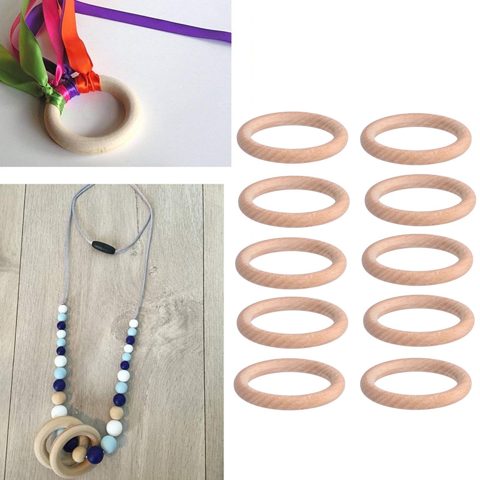 10pcs Wooden Rings Unfinished DIY Natural Wood Circles for Craft Jewelry view 12