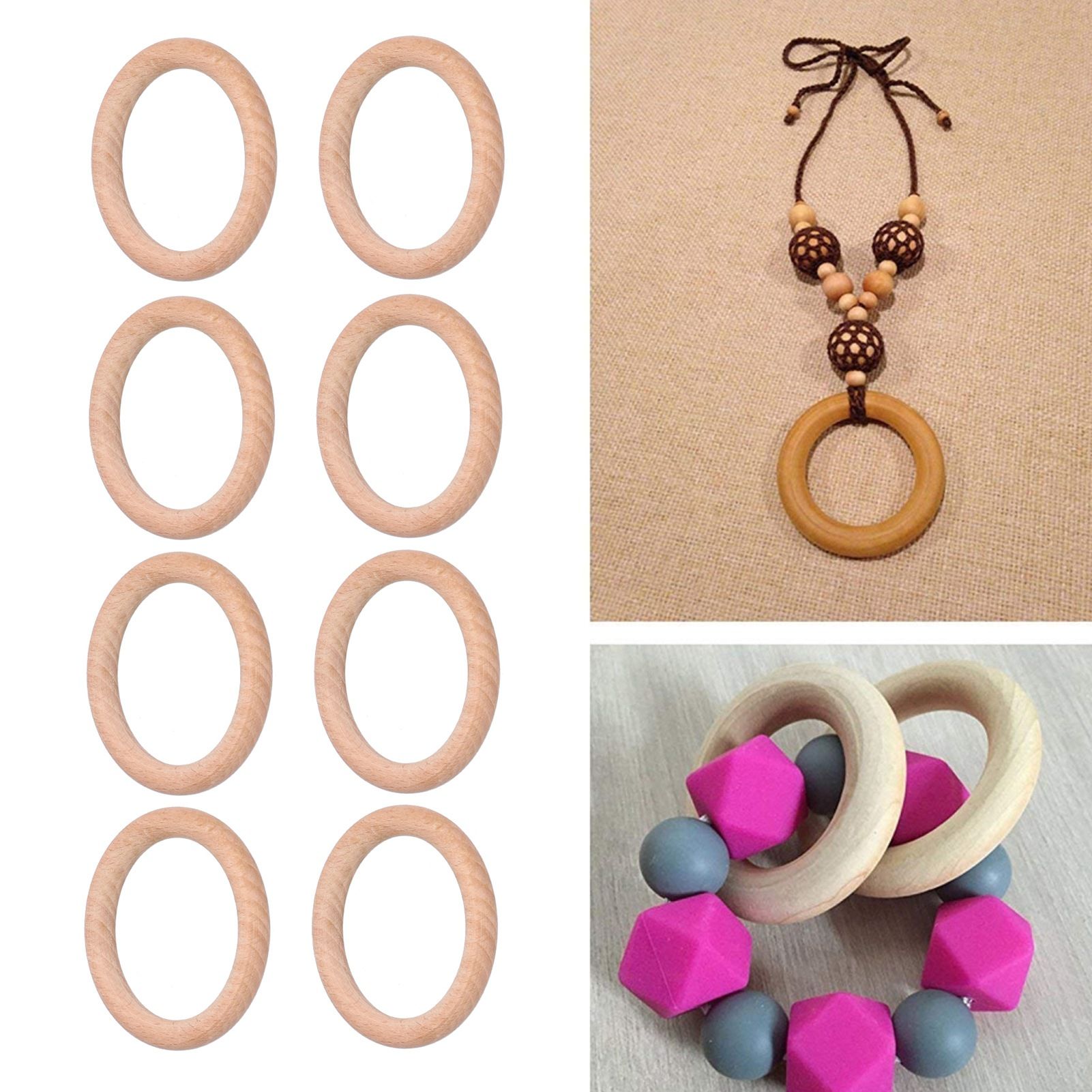 10pcs Wooden Rings Unfinished DIY Natural Wood Circles for Craft Jewelry view 11