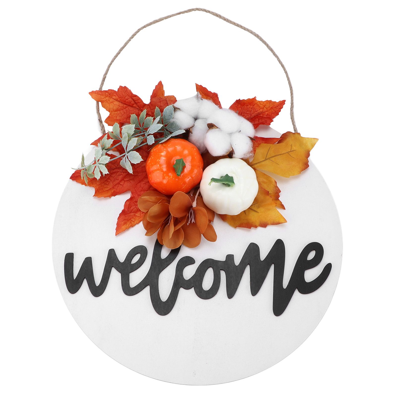 Round Wood Door Sign Farmhouse Front Door Hanging Welcome Sign Decors for view 3