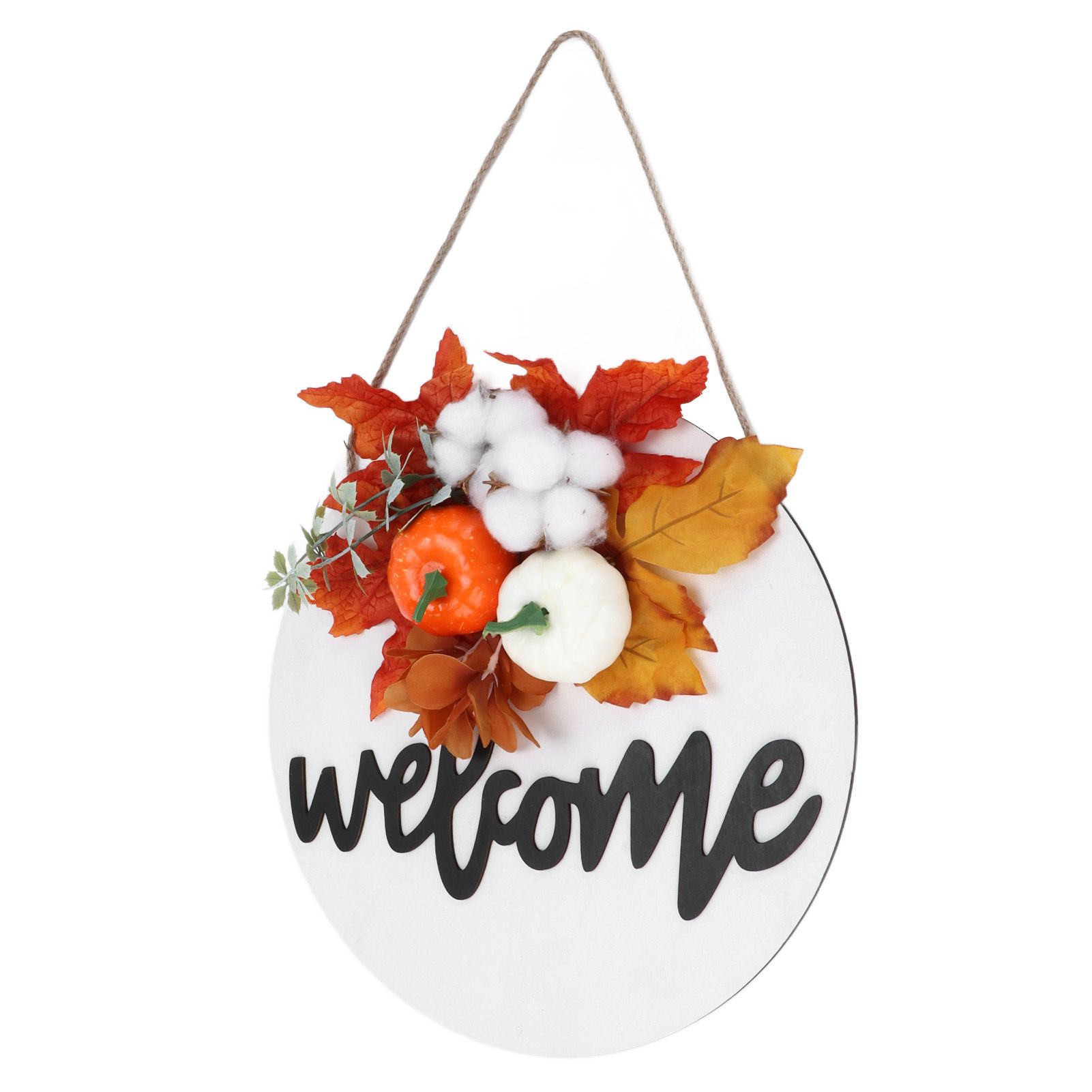 Round Wood Door Sign Farmhouse Front Door Hanging Welcome Sign Decors for view 4