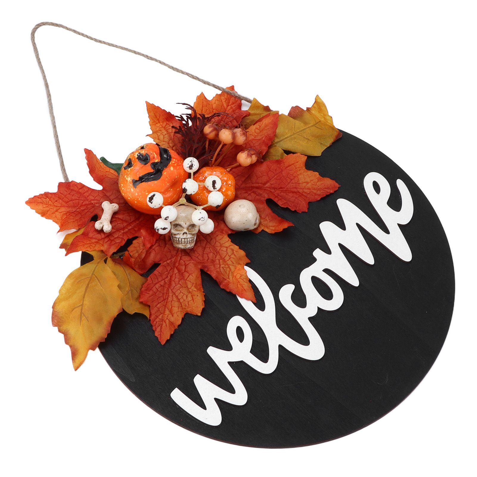 Round Wood Door Sign Farmhouse Front Door Hanging Welcome Sign Decors for view 2