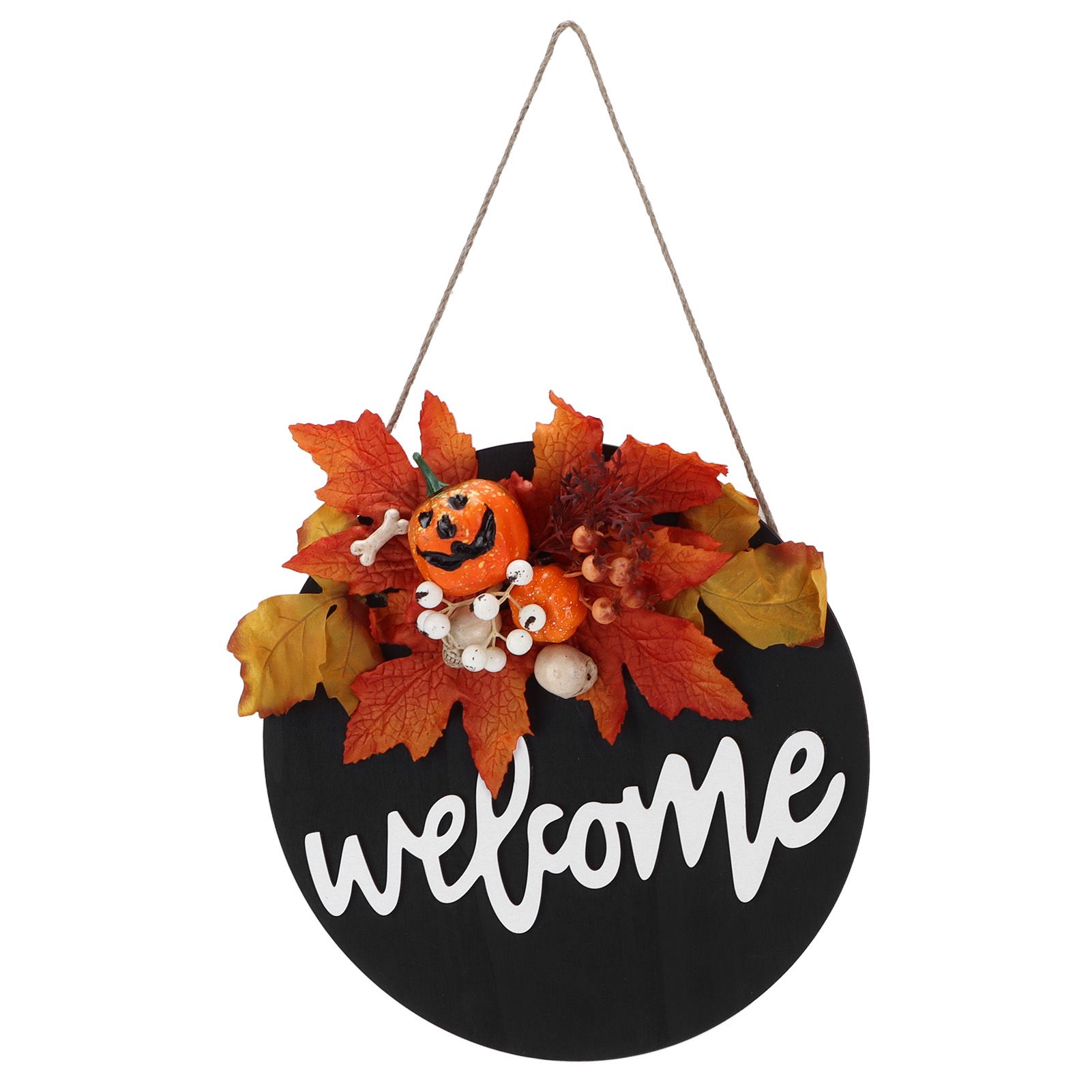 Round Wood Door Sign Farmhouse Front Door Hanging Welcome Sign Decors for view 3