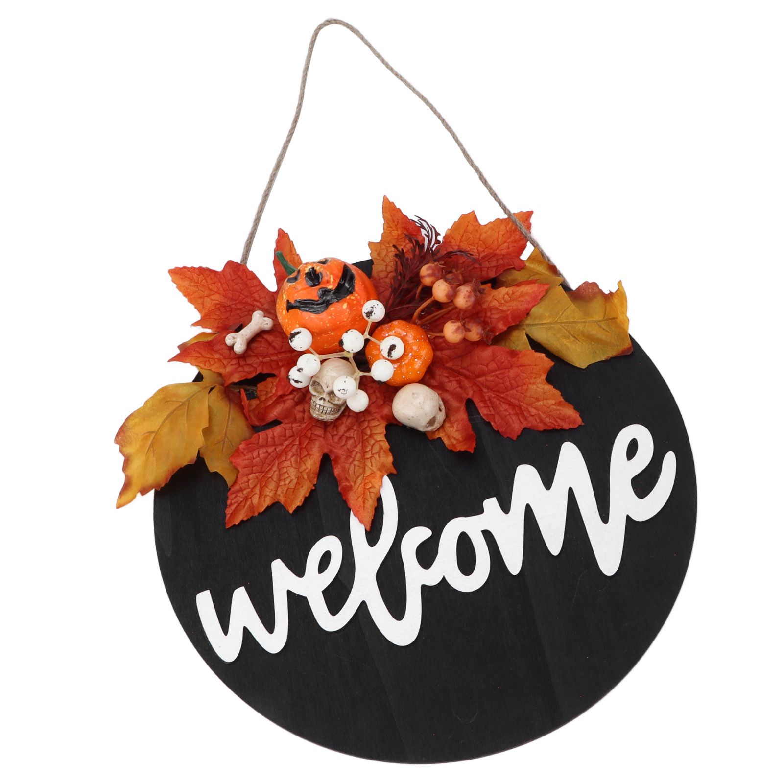 Round Wood Door Sign Farmhouse Front Door Hanging Welcome Sign Decors for view 4