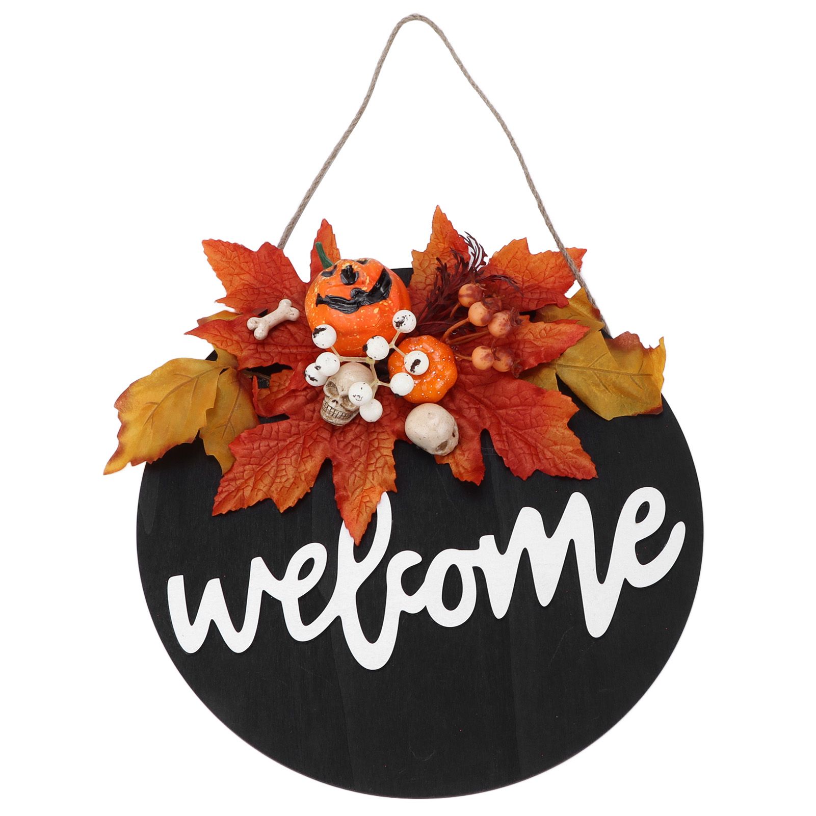 Round Wood Door Sign Farmhouse Front Door Hanging Welcome Sign Decors for view 5