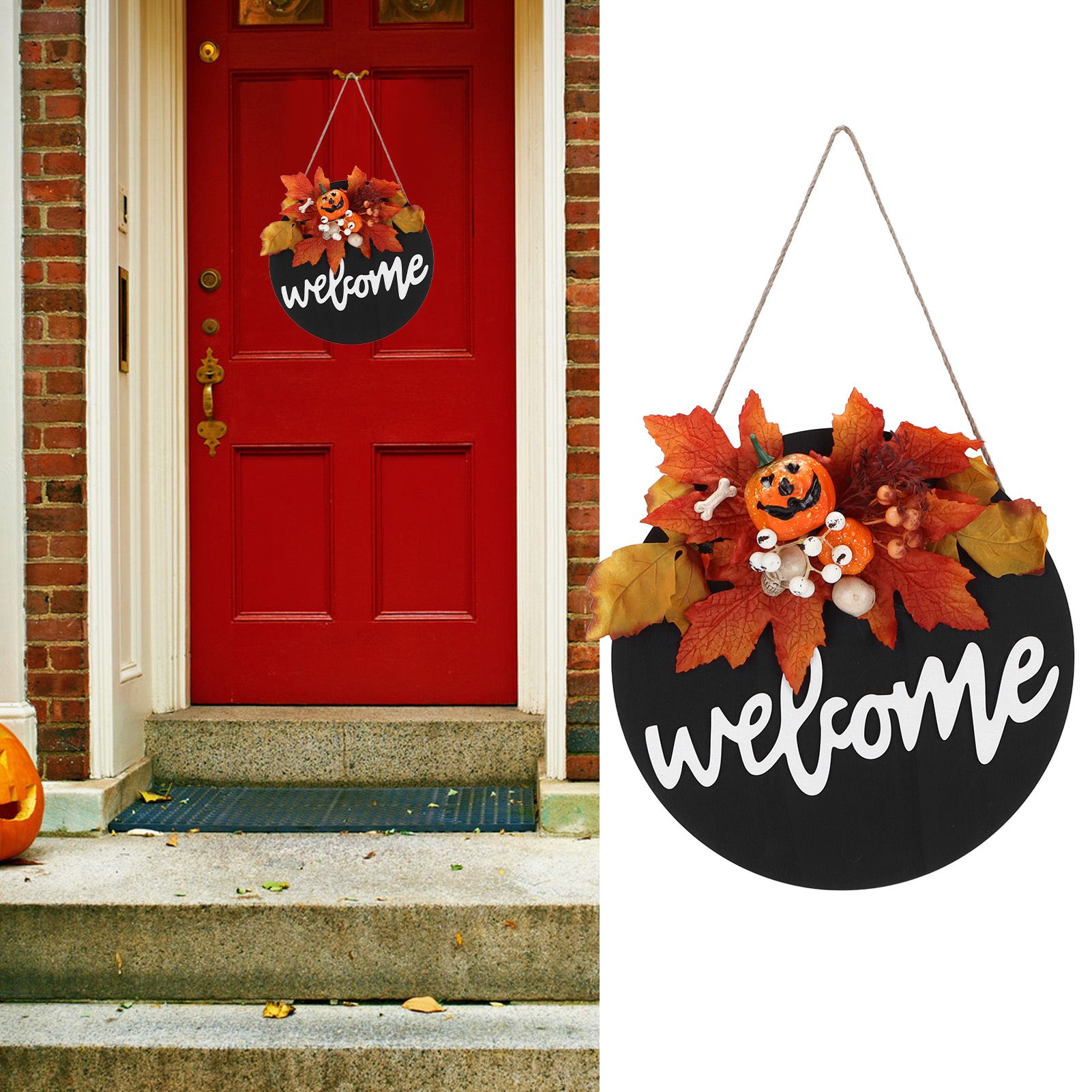 Round Wood Door Sign Farmhouse Front Door Hanging Welcome Sign Decors for view 11