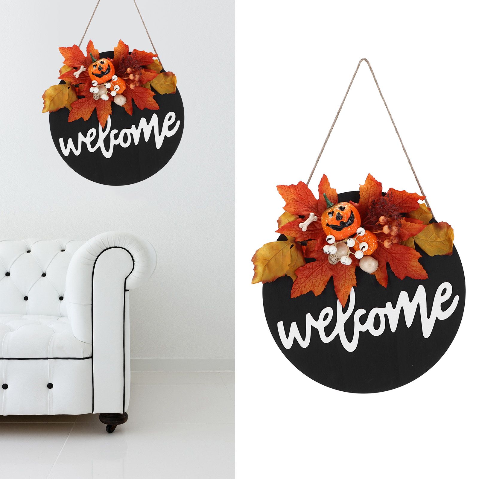 Round Wood Door Sign Farmhouse Front Door Hanging Welcome Sign Decors for view 12