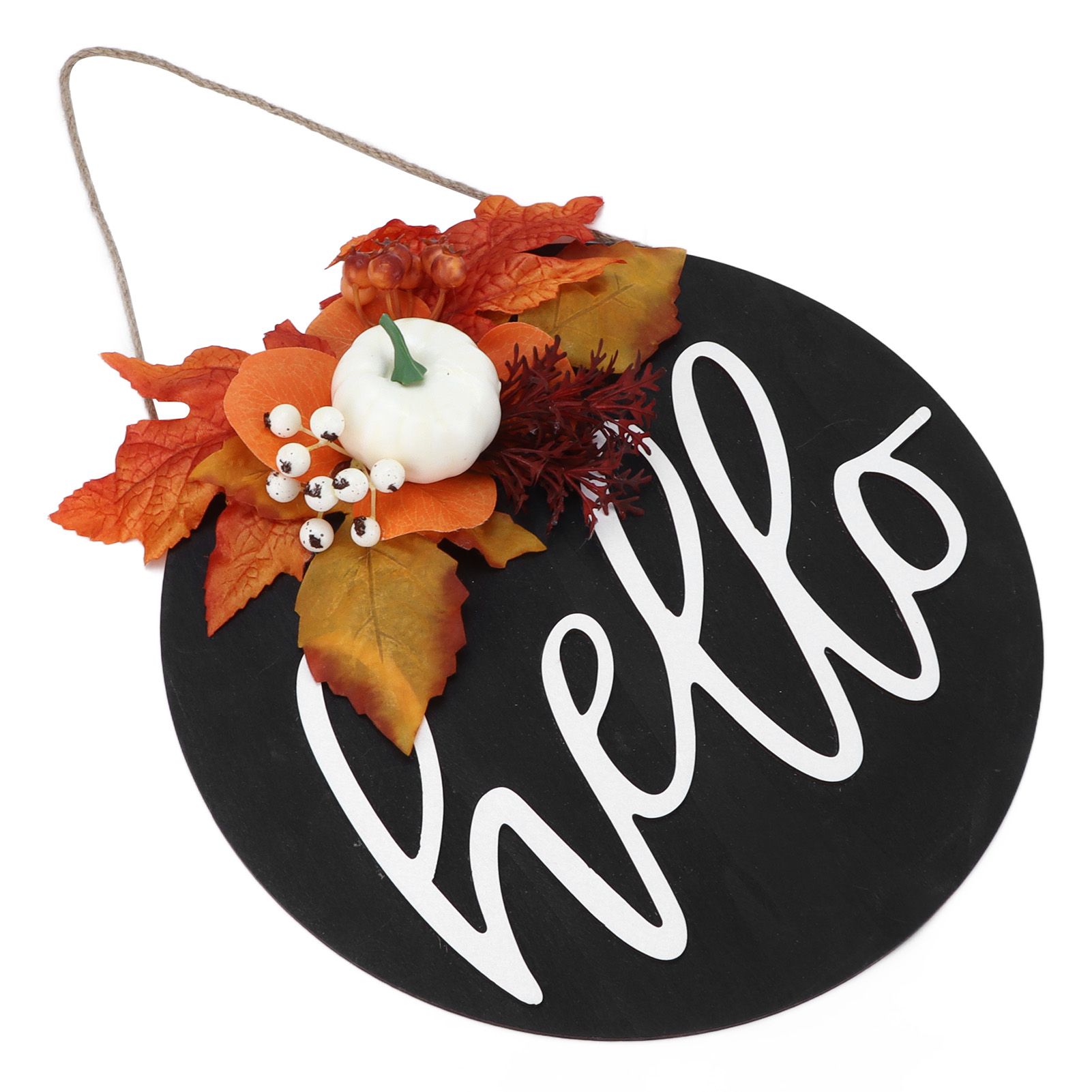 Round Wood Door Sign Farmhouse Front Door Hanging Welcome Sign Decors for view 2
