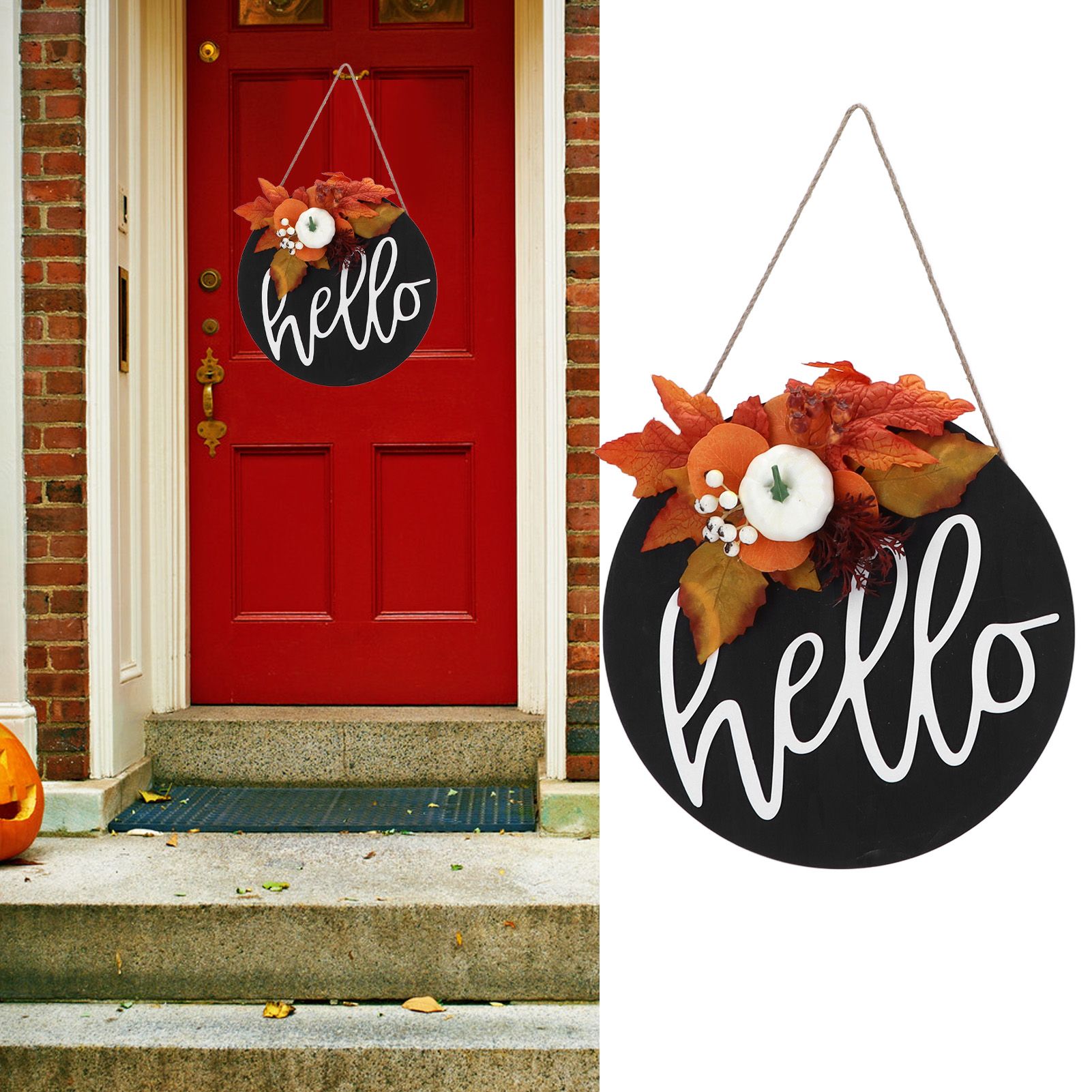 Round Wood Door Sign Farmhouse Front Door Hanging Welcome Sign Decors for view 12