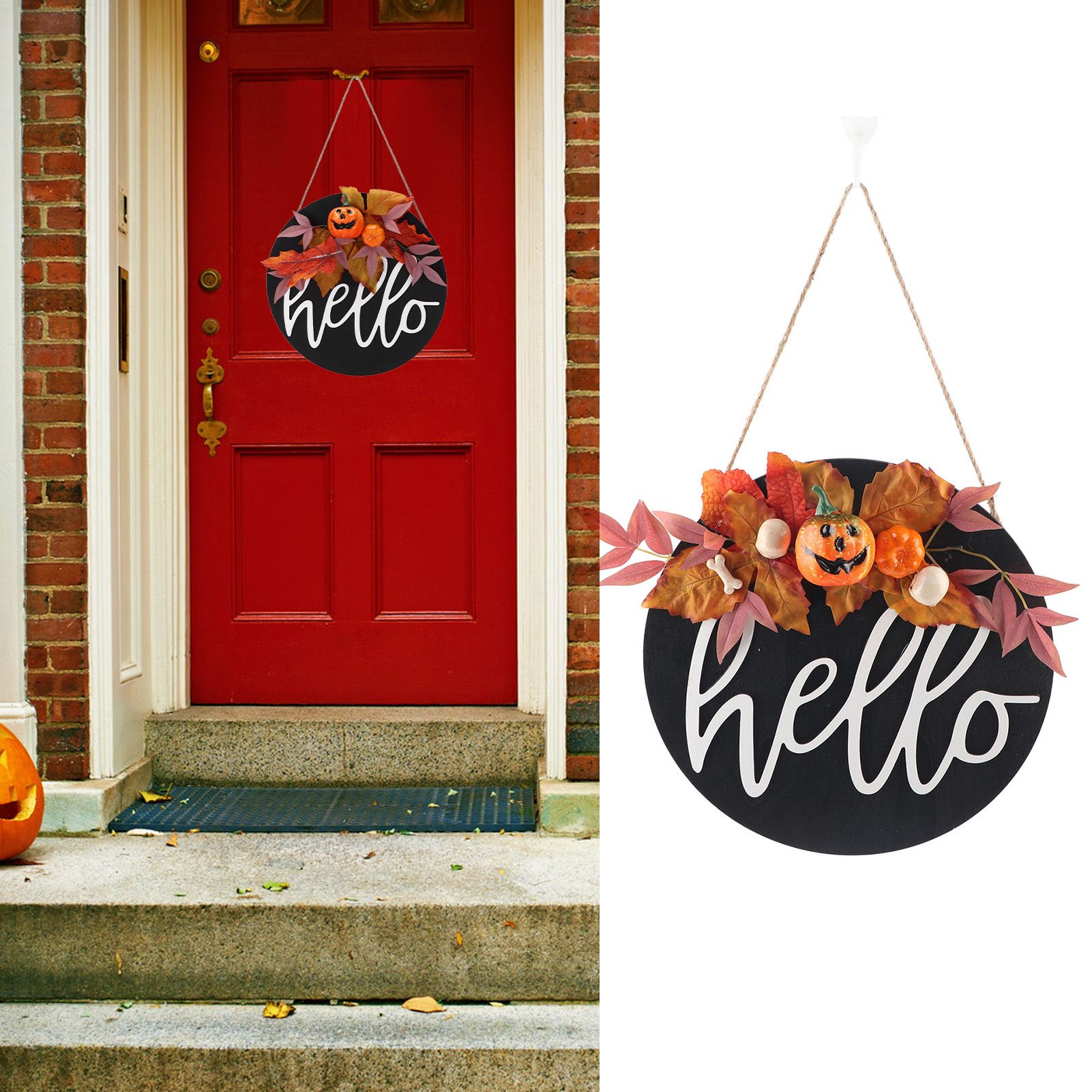 Round Wood Door Sign Farmhouse Front Door Hanging Welcome Sign Decors for view 11
