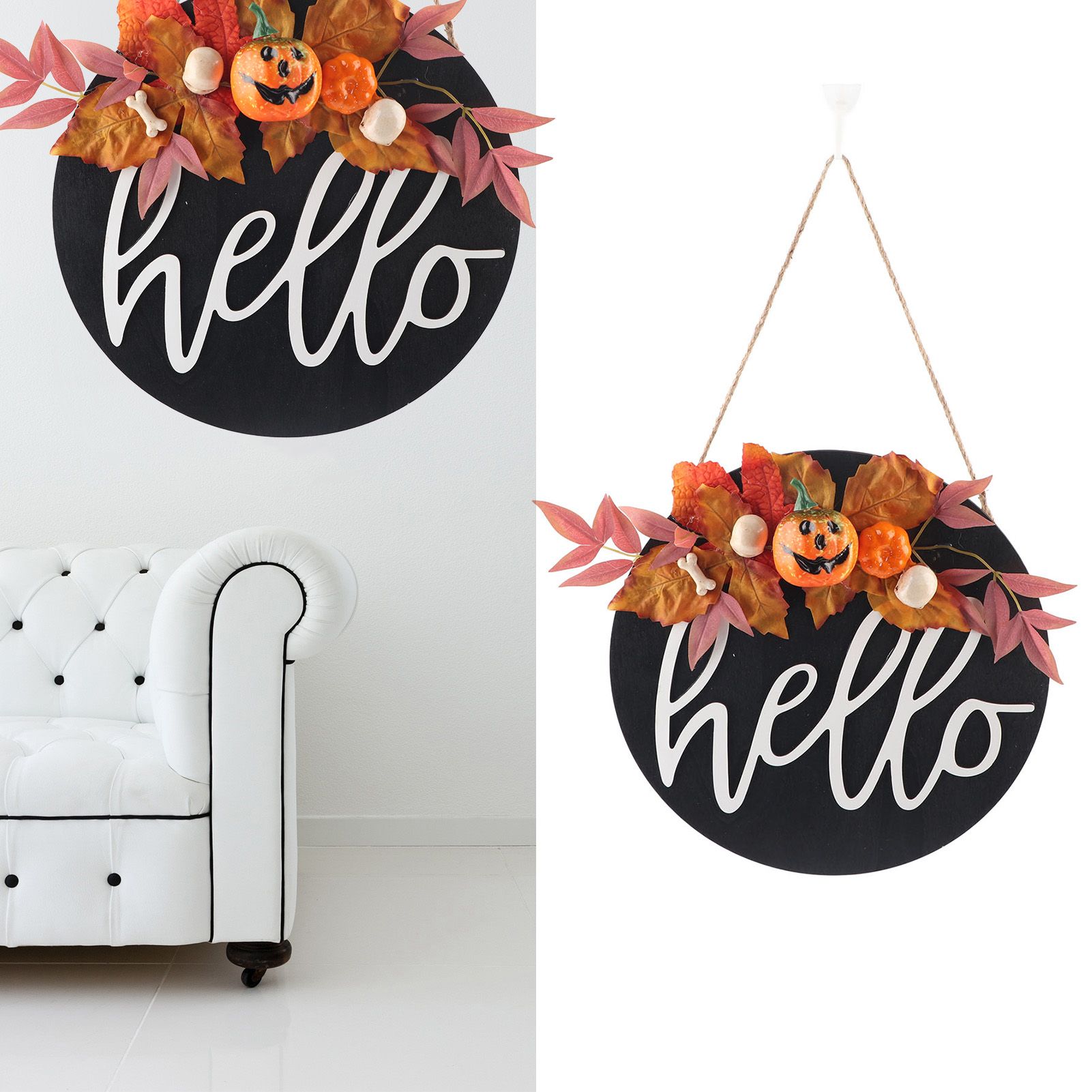 Round Wood Door Sign Farmhouse Front Door Hanging Welcome Sign Decors for view 12