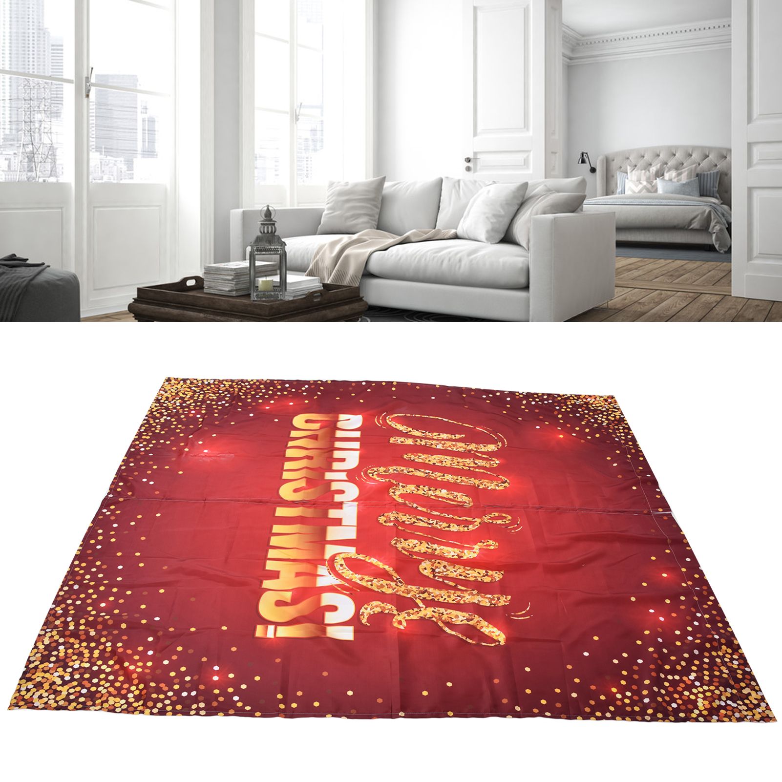 Christmas Curtain Polyester Fiber 3D Digital Printing Merry Christmas Custome view 11