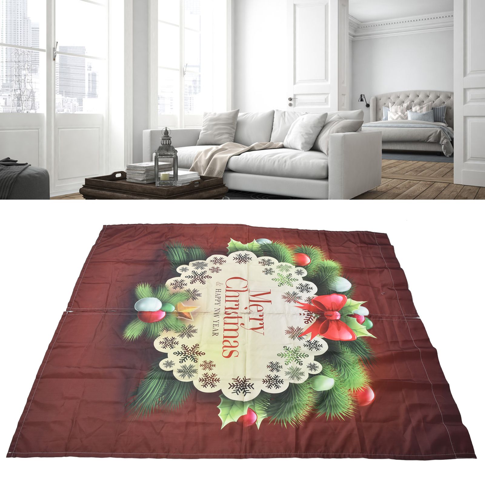 Christmas Curtain Polyester Fiber 3D Digital Printing Merry Christmas Custome view 11