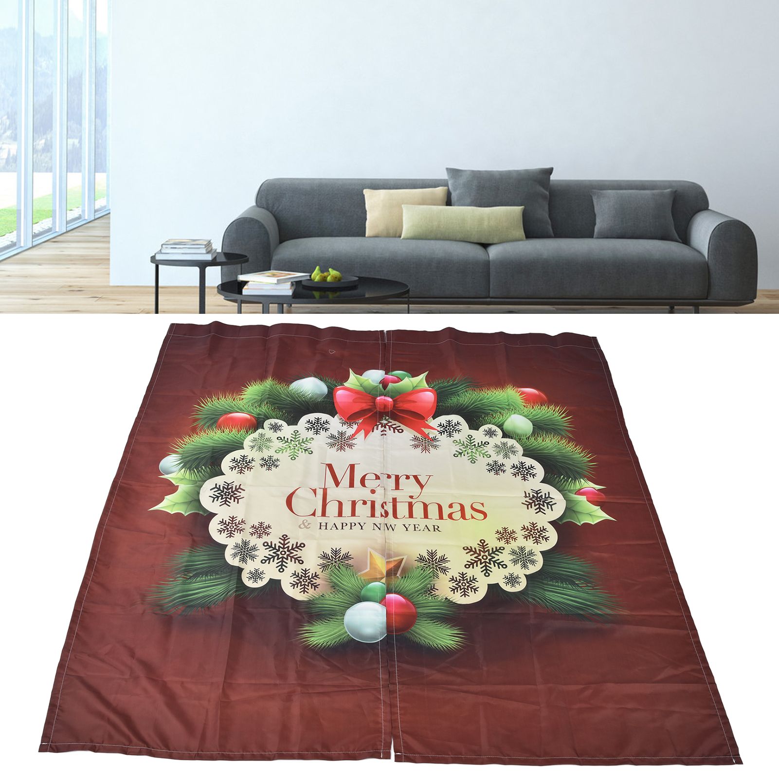 Christmas Curtain Polyester Fiber 3D Digital Printing Merry Christmas Custome view 12