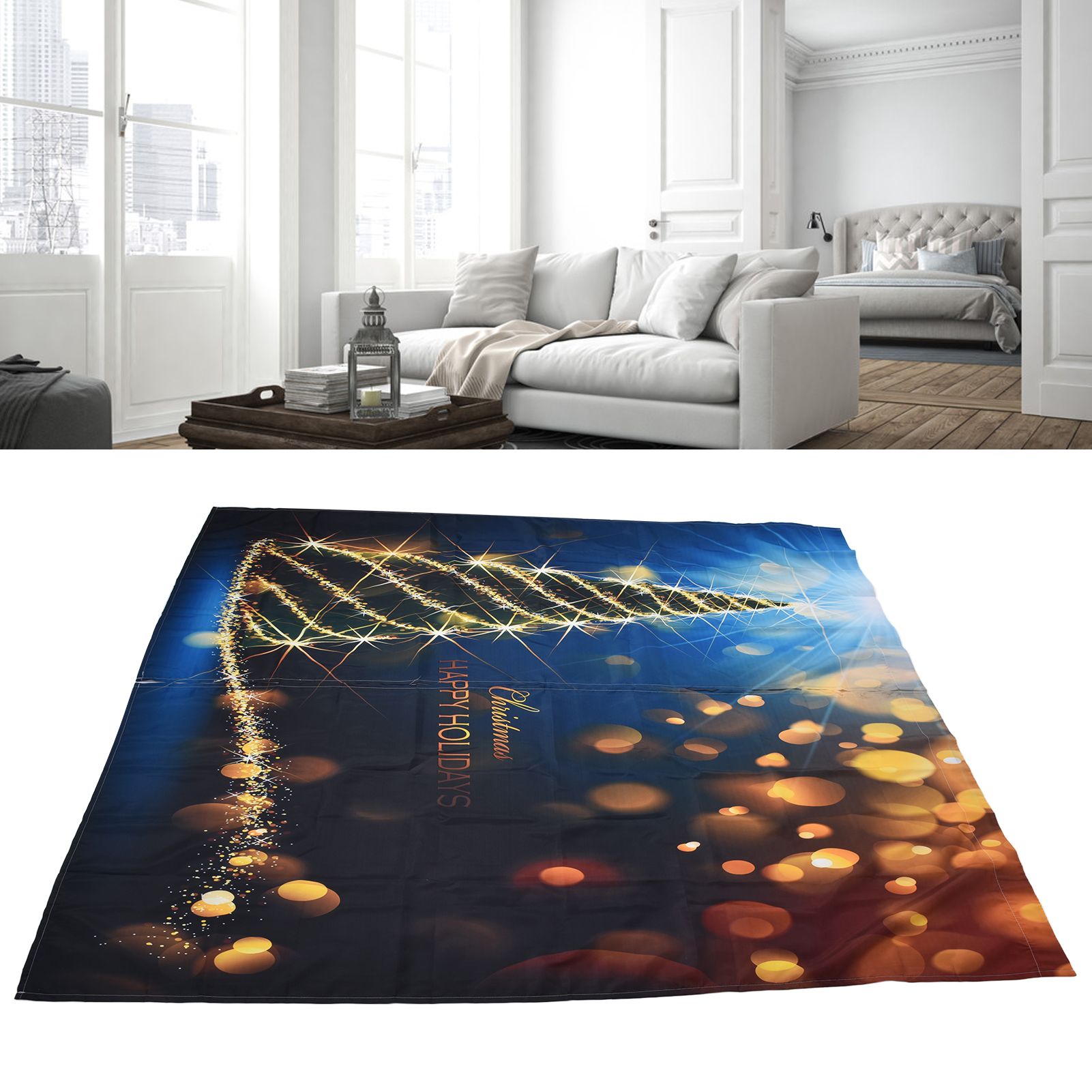 Christmas Curtain 3D Digital Printing Merry Christmas Outdoor Curtain for view 11