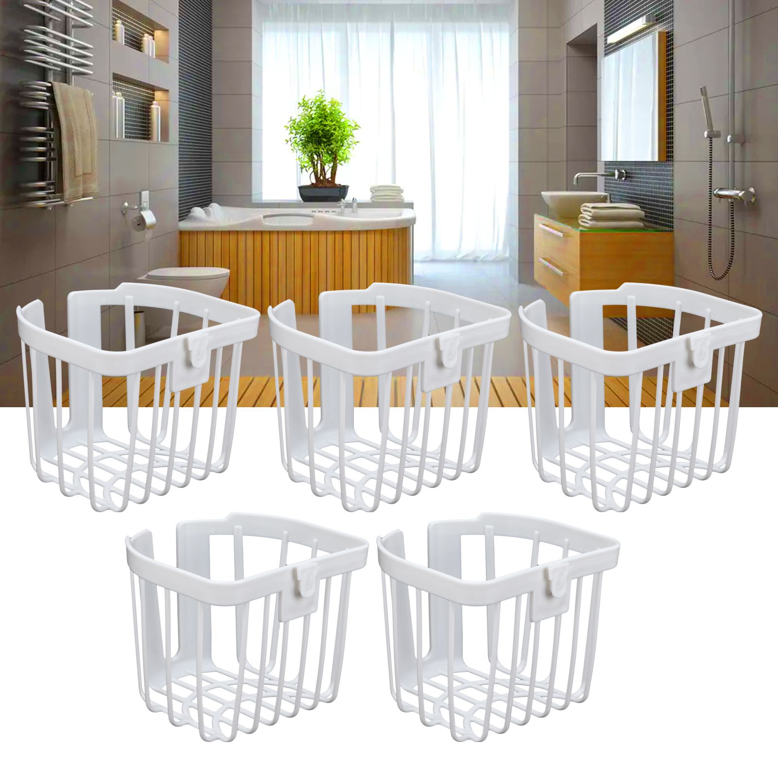 5pcs Hollow Tissue Box Holder Wall Mounted Adhesive Hanging Tissue Roll for view 11