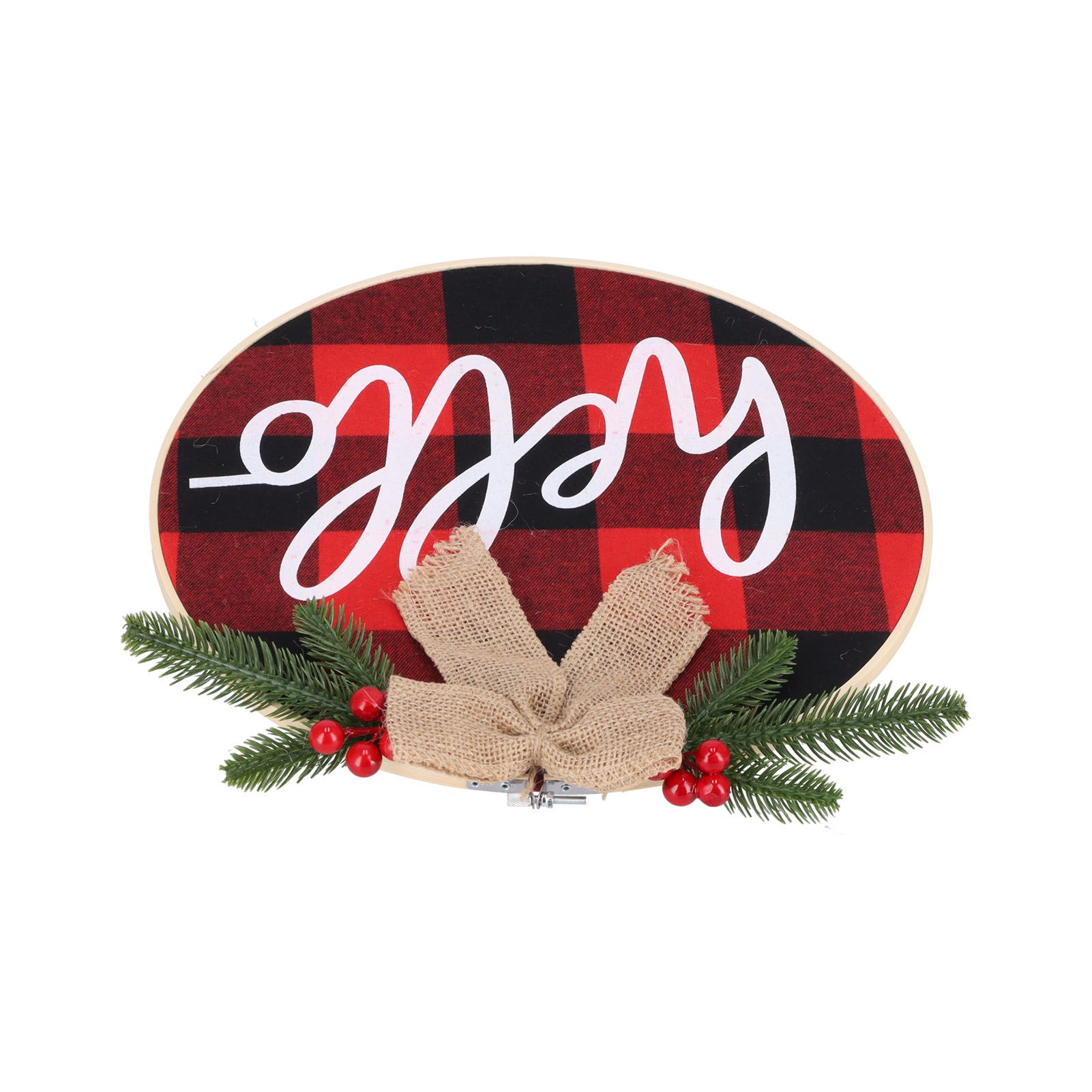 Hello Sign for Front Door Check Plaid Linen Round Front Door Wreaths for view 5