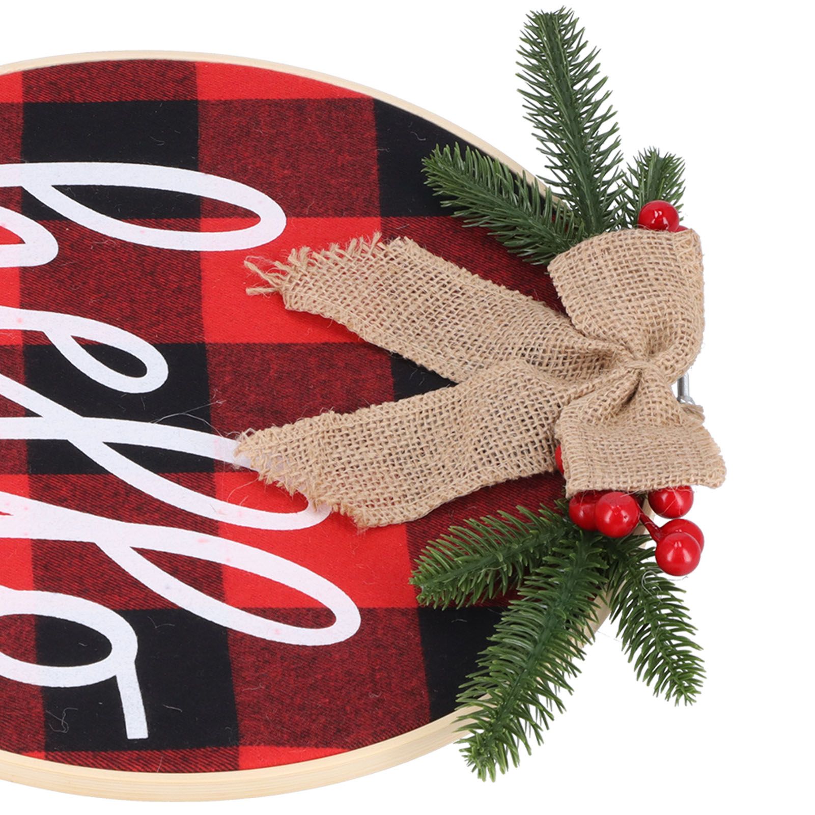 Hello Sign for Front Door Check Plaid Linen Round Front Door Wreaths for view 15
