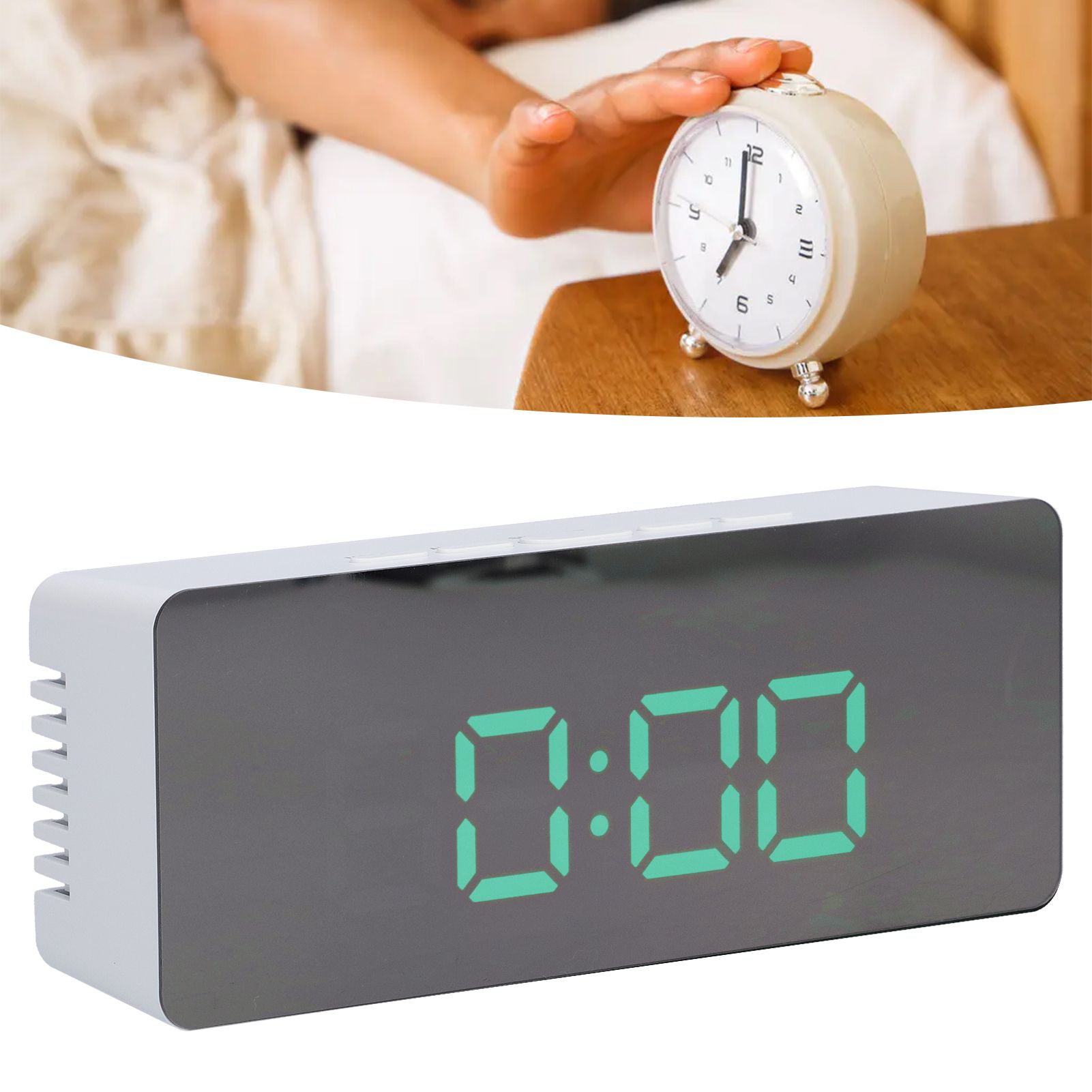LED Mirror Alarm Clock Digital Clock with Snooze Mode for Bedroom Living Room view 11