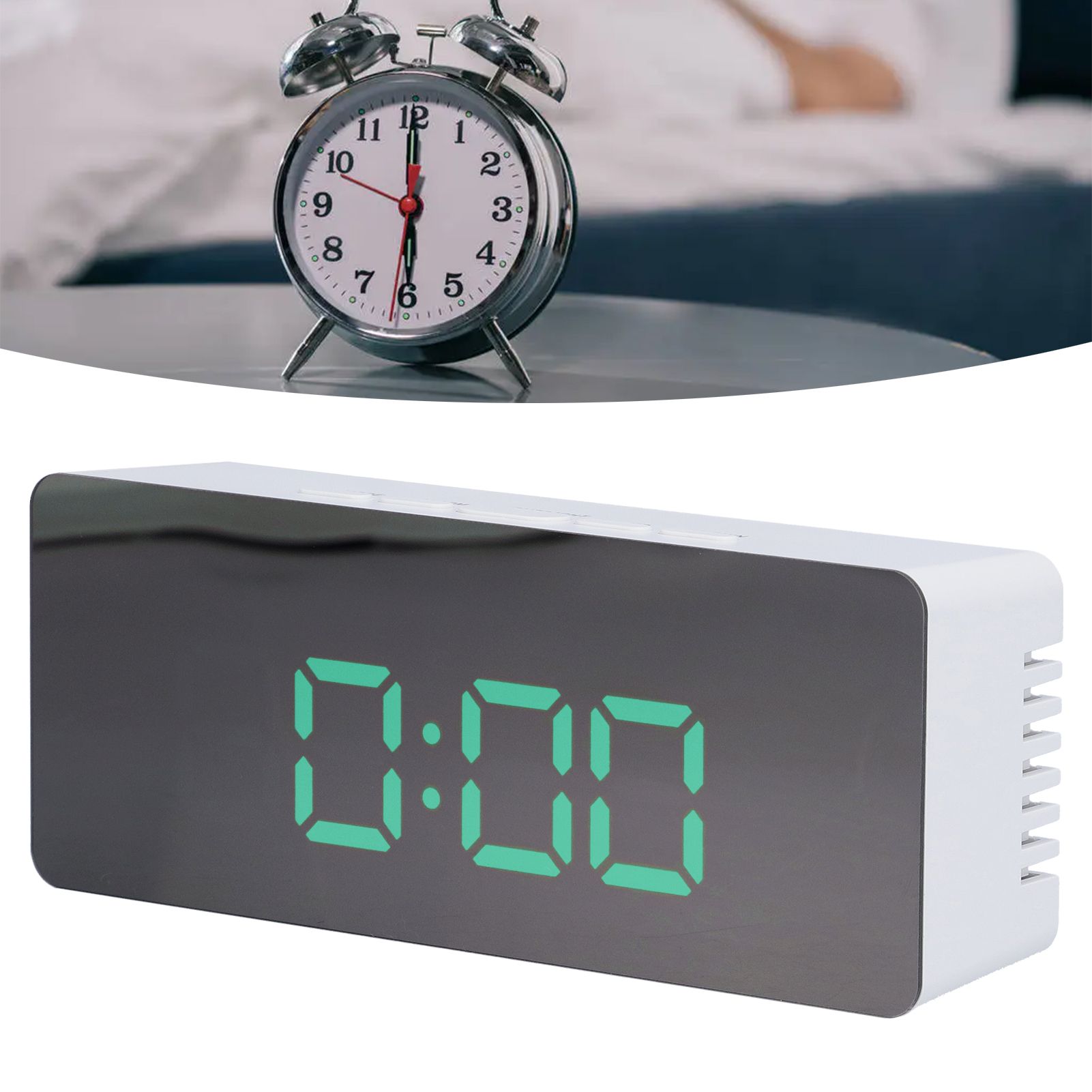 LED Mirror Alarm Clock Digital Clock with Snooze Mode for Bedroom Living Room view 12