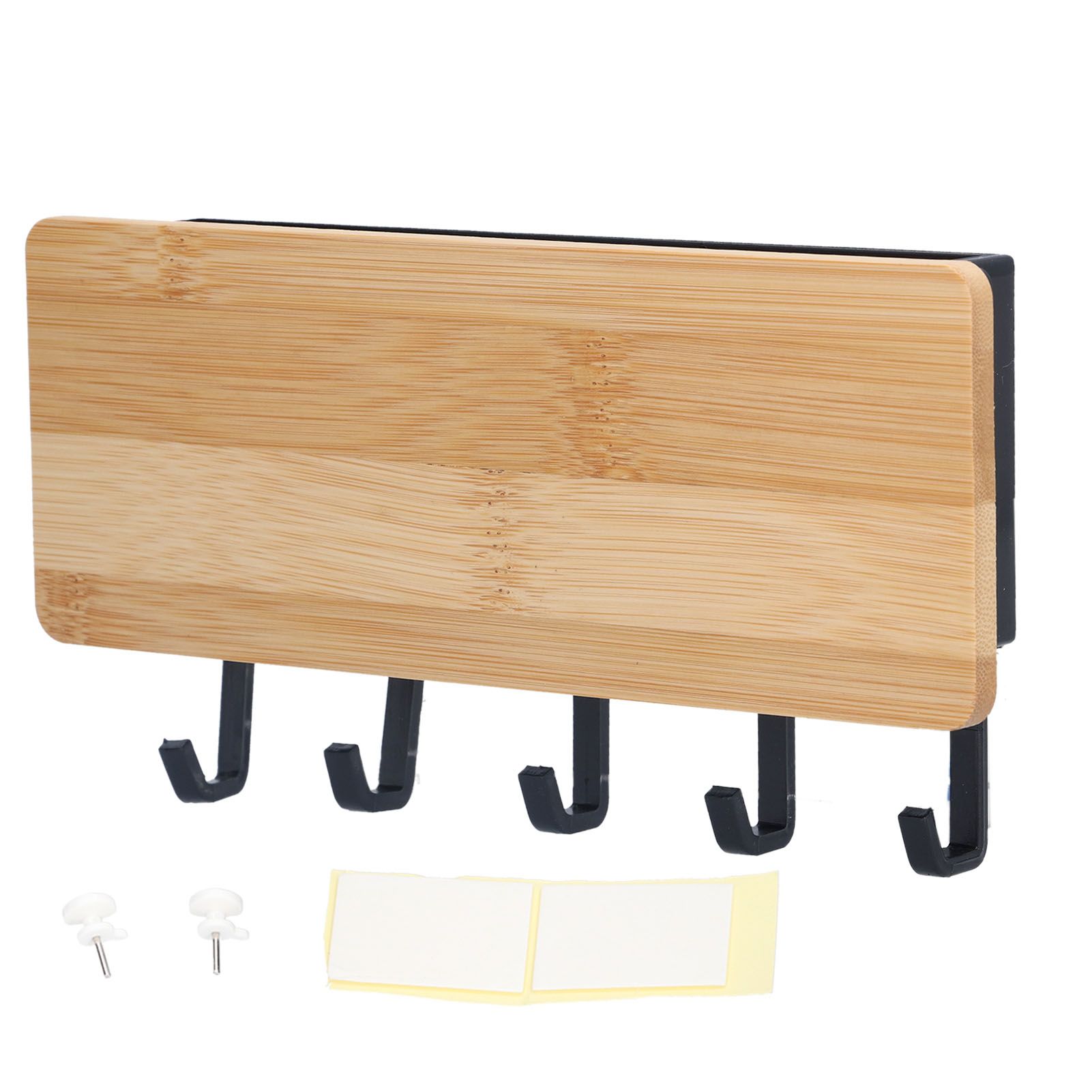 Wall Mounted Key Holder Bamboo Modern Anti Slip Key Hanger for Home Office