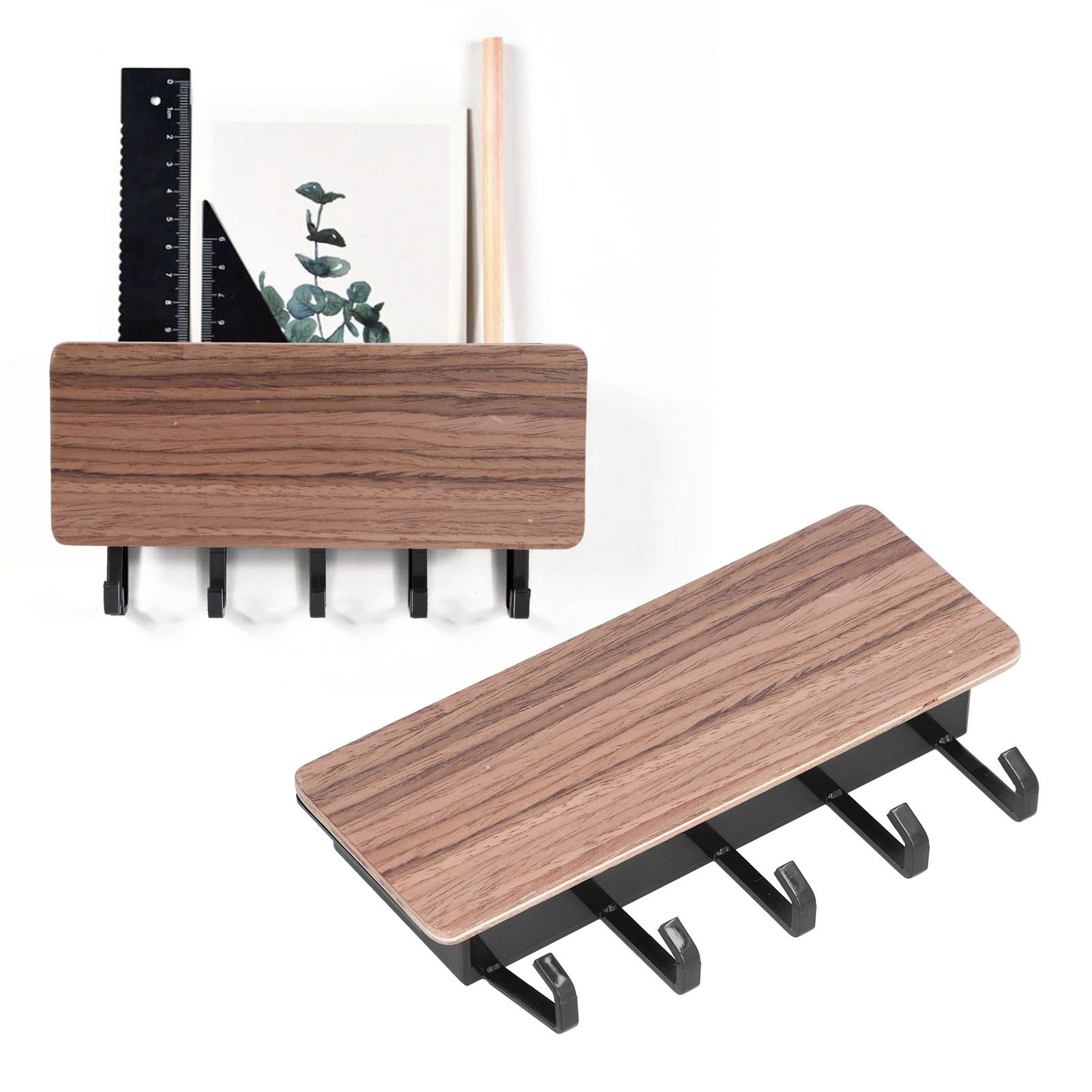 Wall Mounted Key Holder Bamboo Modern Anti Slip Key Hanger for Home Office view 12
