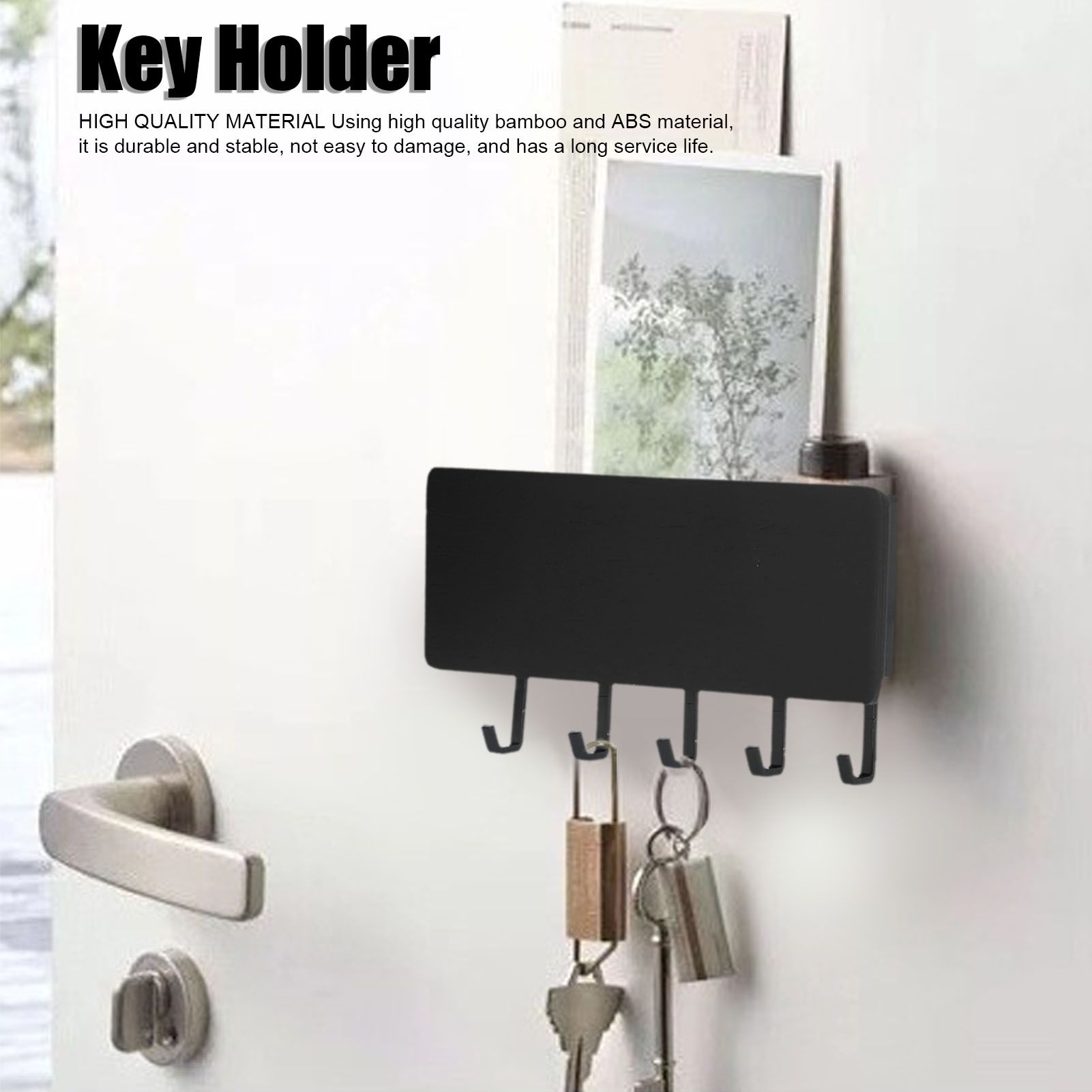 Wall Mounted Key Holder Bamboo Modern Anti Slip Key Hanger for Home Office view 14