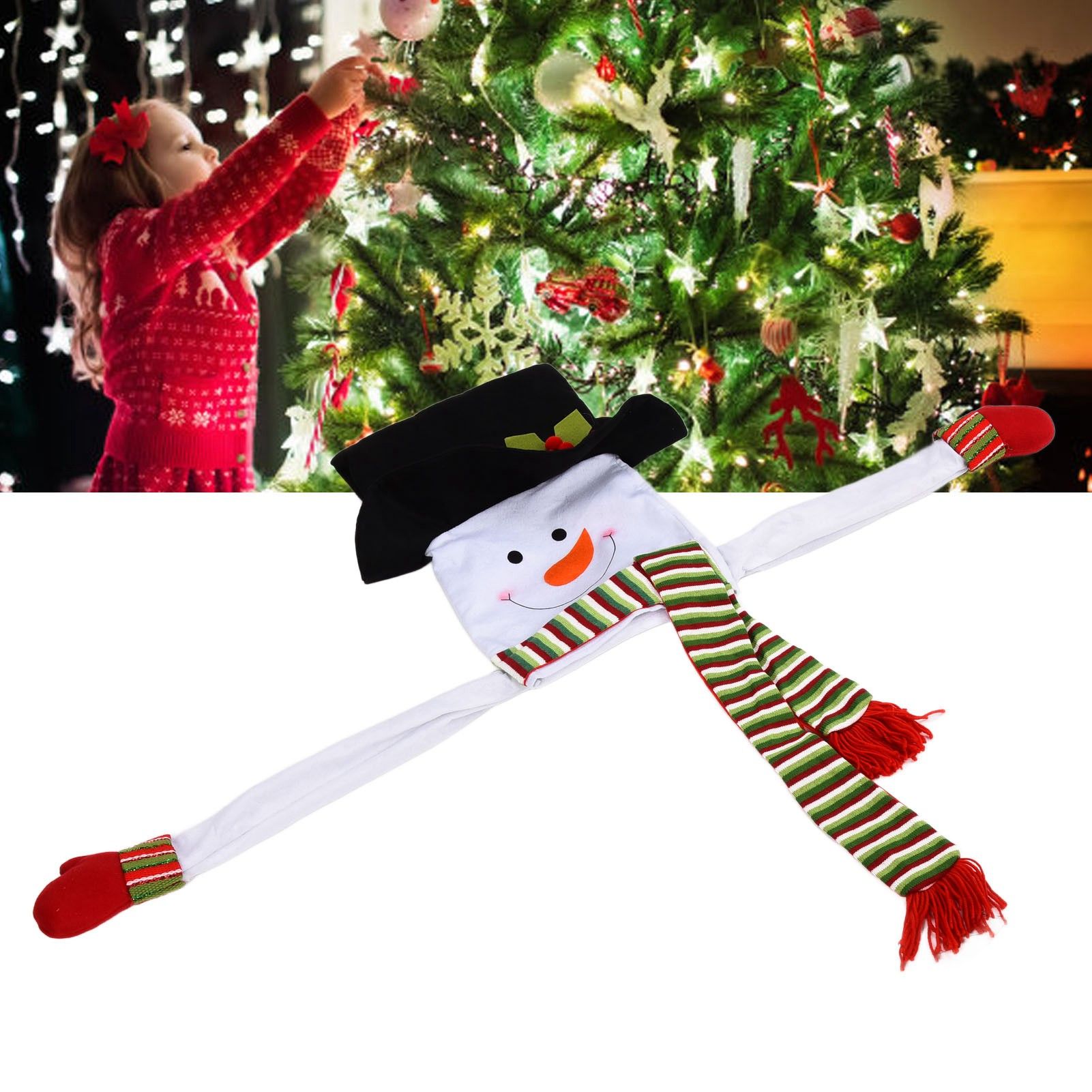 Snowman Christmas Tree Decor Snow Man Topper Ornament for Home Christmas view 12