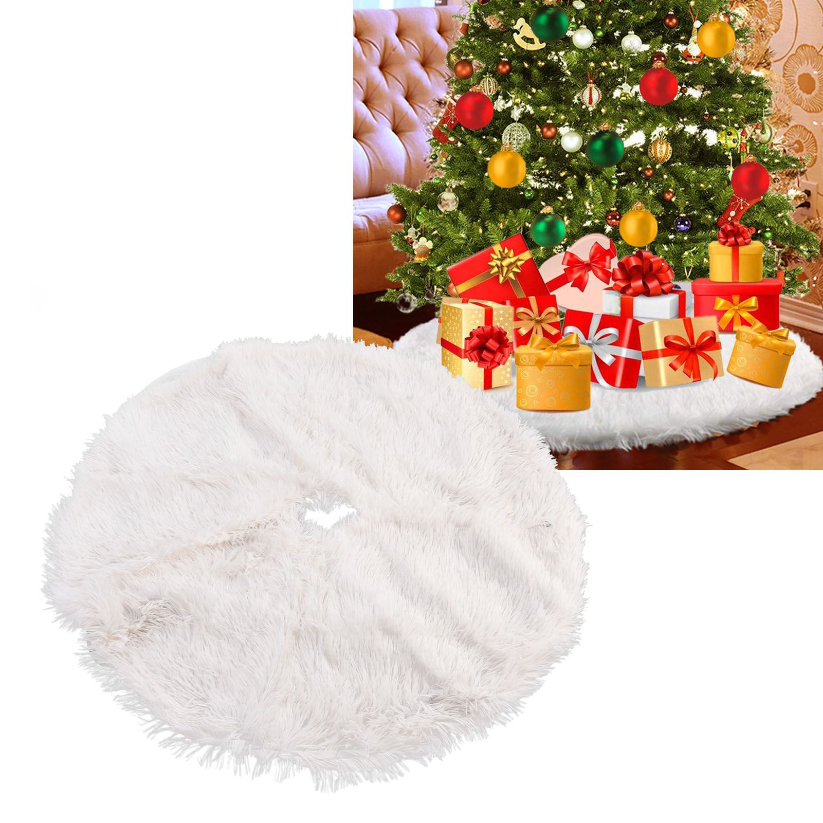 Christmas Tree Skirt Floor Mat Base Cover Round Carpet for Xmas New Year Party view 11
