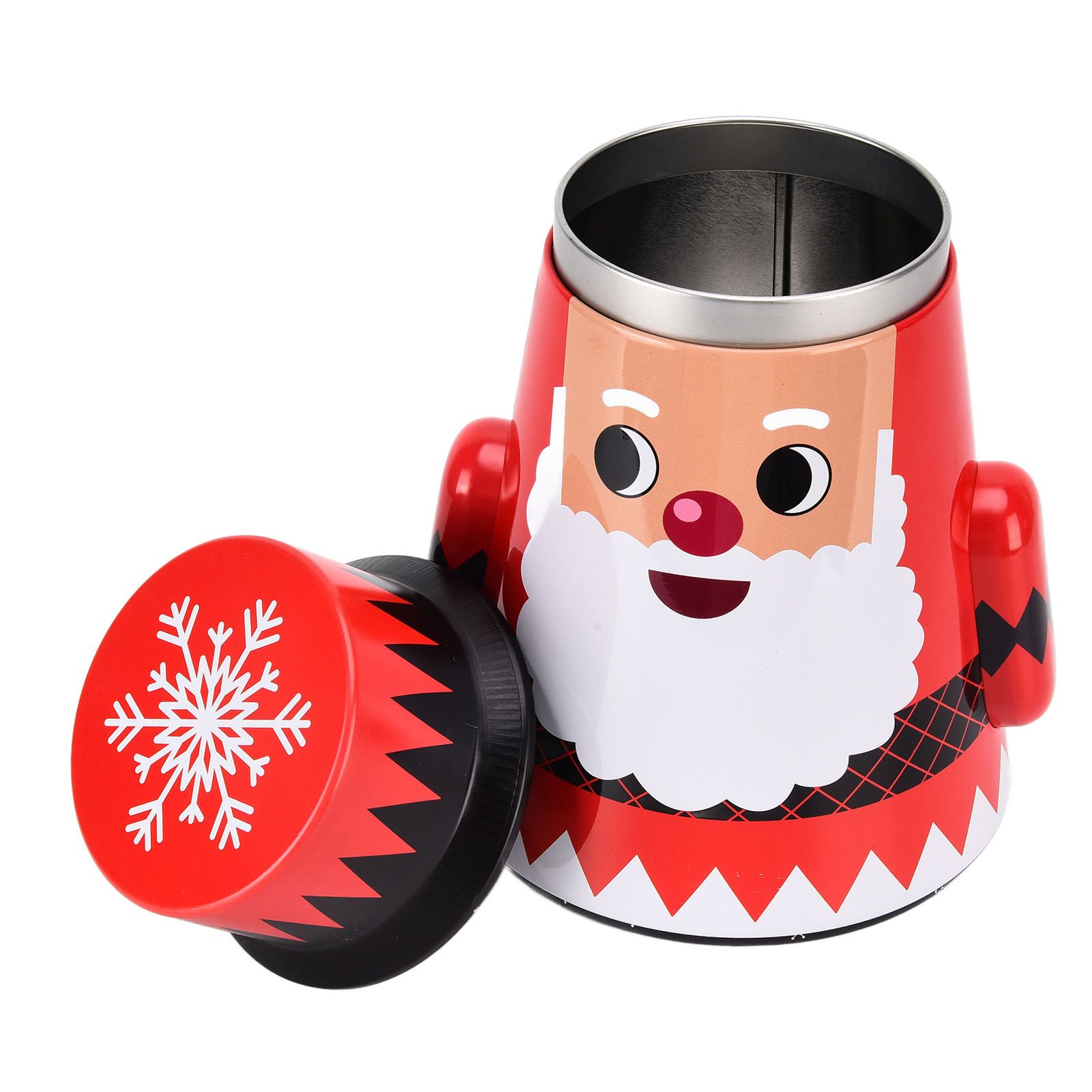 Christmas Candy Iron Box Roly Poly Design Santa Claus Snowman Candy Cans view 2