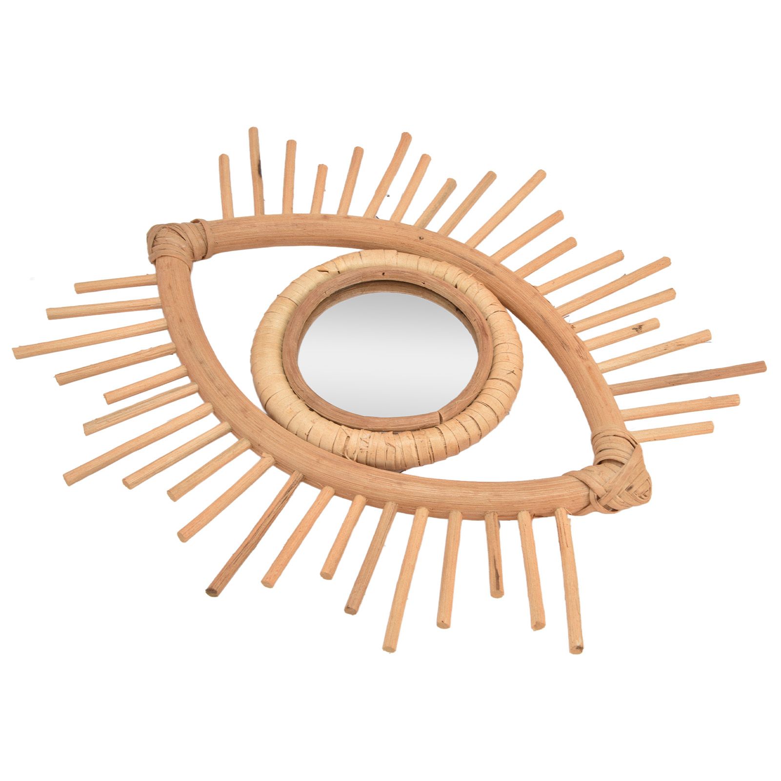 Nordic Makeup Mirror Rattan Woven Eye Shape Wall Hanging Mirror for Home Hotel view 2
