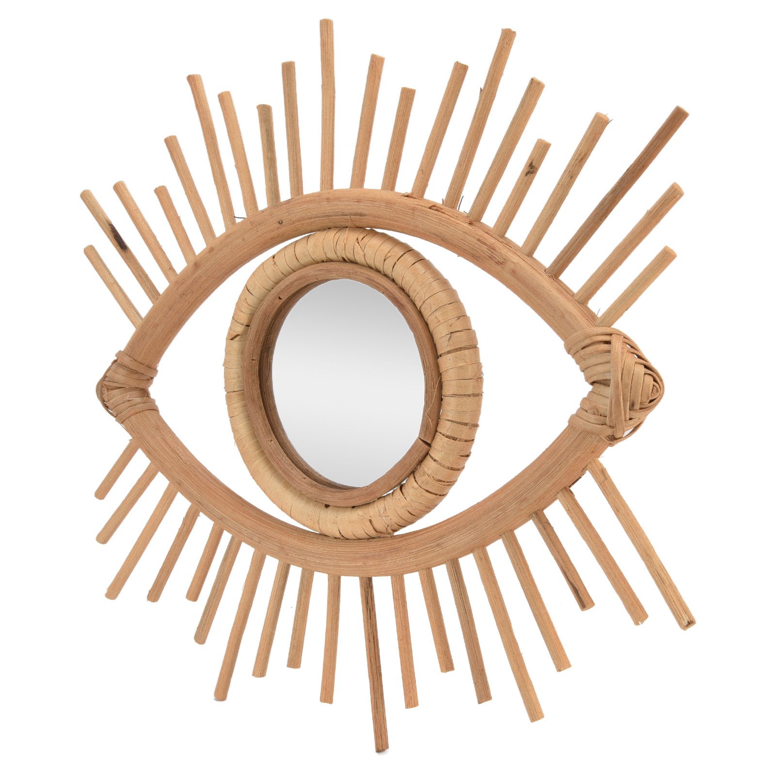Nordic Makeup Mirror Rattan Woven Eye Shape Wall Hanging Mirror for Home Hotel view 3