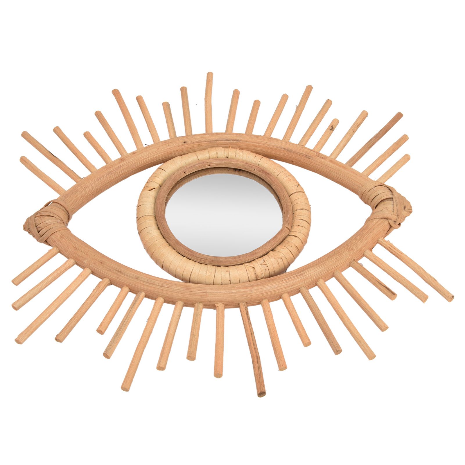 Nordic Makeup Mirror Rattan Woven Eye Shape Wall Hanging Mirror for Home Hotel view 4