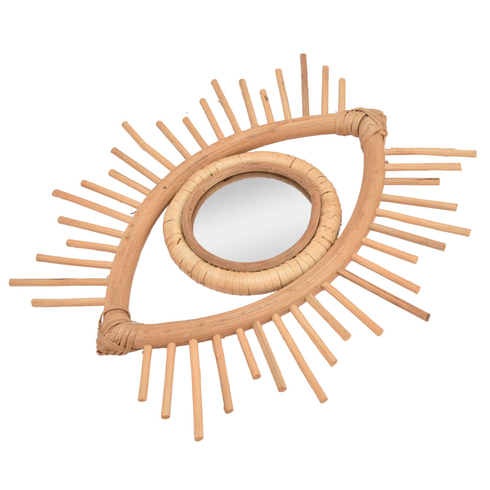 Nordic Makeup Mirror Rattan Woven Eye Shape Wall Hanging Mirror for Home Hotel view 5