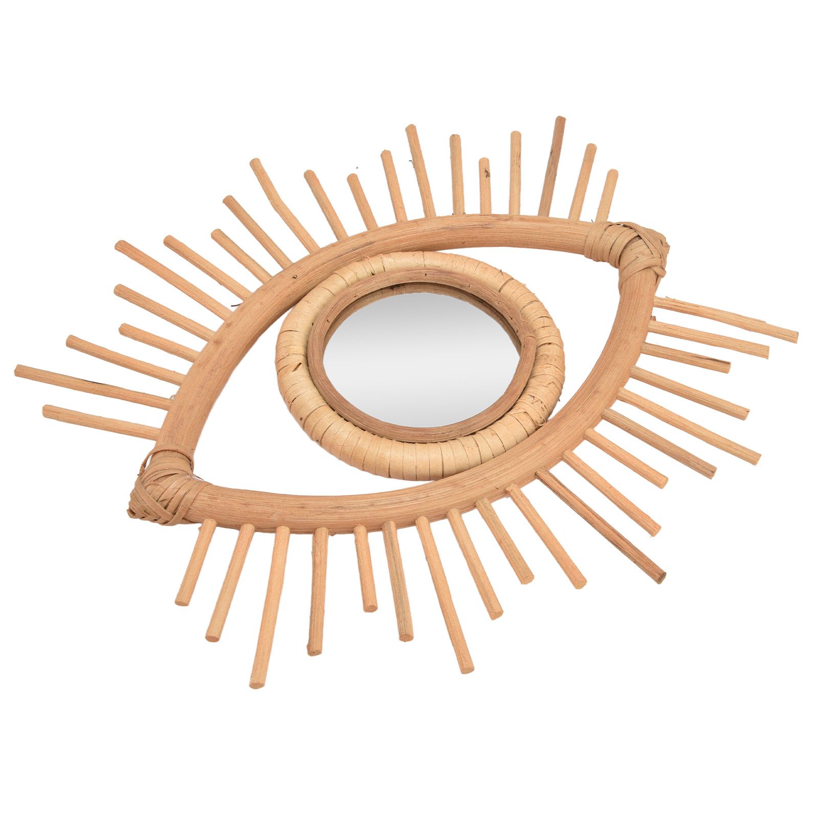 Nordic Makeup Mirror Rattan Woven Eye Shape Wall Hanging Mirror for Home Hotel view 6