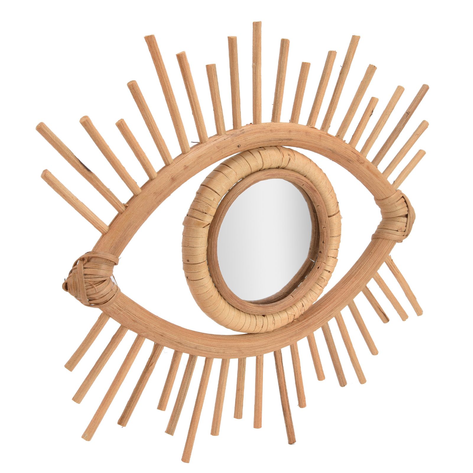 Nordic Makeup Mirror Rattan Woven Eye Shape Wall Hanging Mirror for Home Hotel view 7