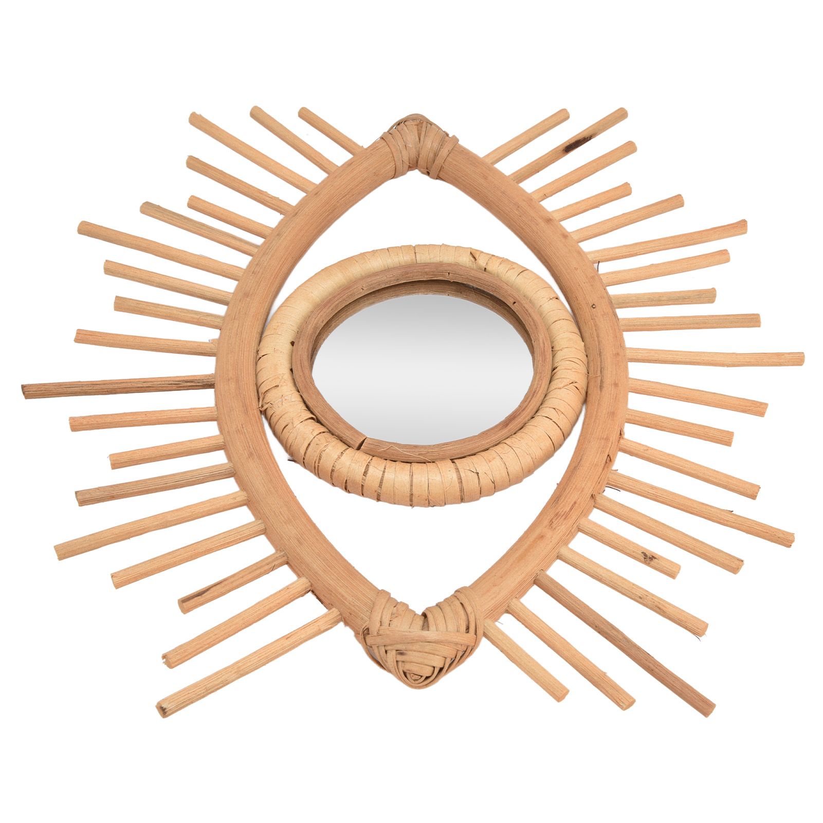 Nordic Makeup Mirror Rattan Woven Eye Shape Wall Hanging Mirror for Home Hotel view 10