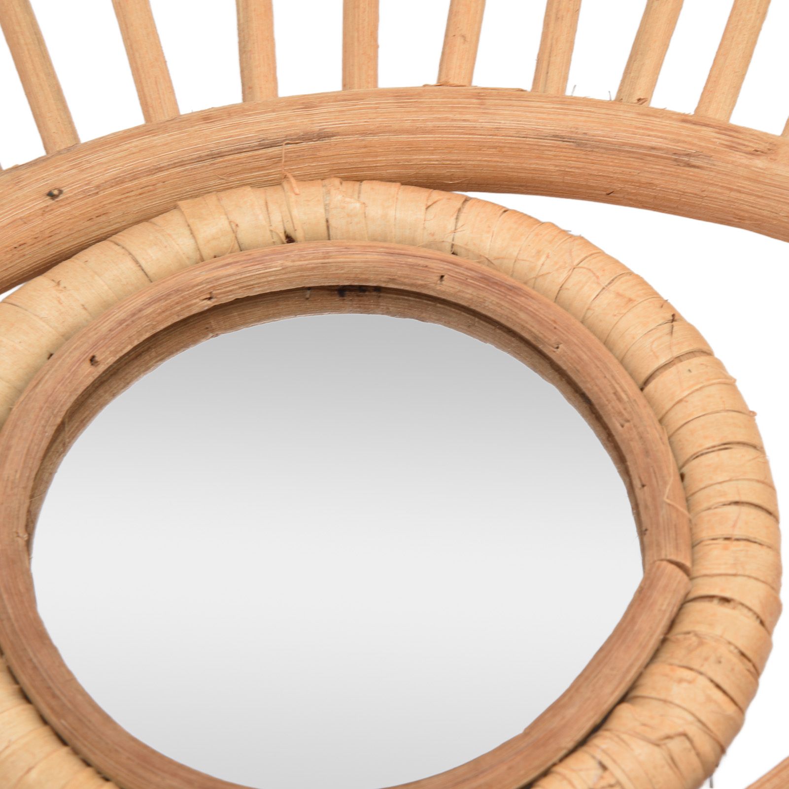 Nordic Makeup Mirror Rattan Woven Eye Shape Wall Hanging Mirror for Home Hotel view 13