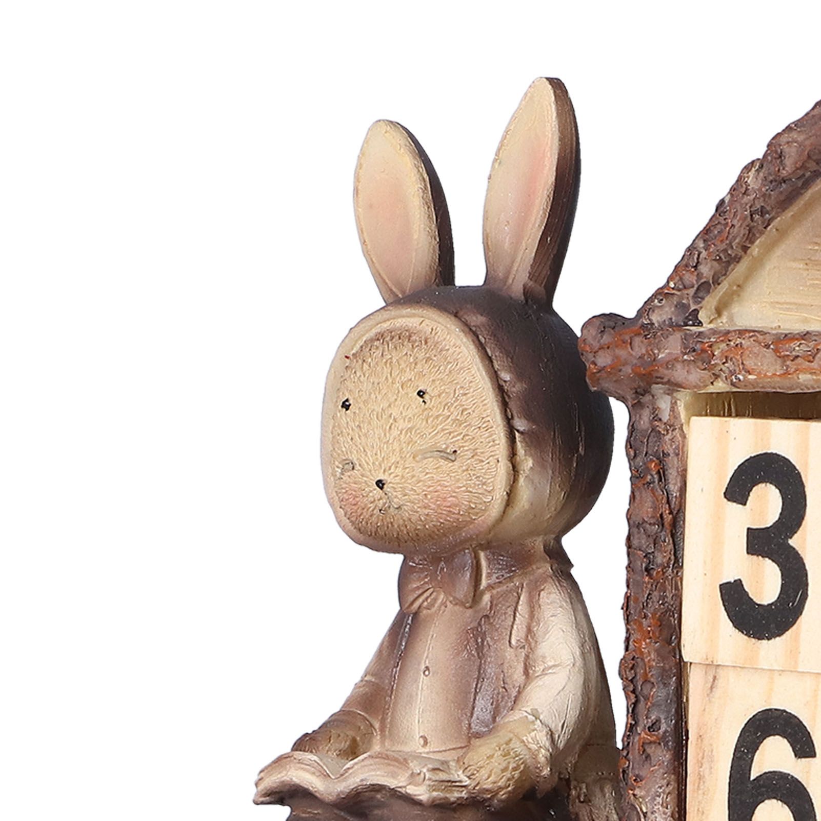 Rabbit House Calendar Cute Cartoon Wooden Block Home Decoration Calendar for view 13