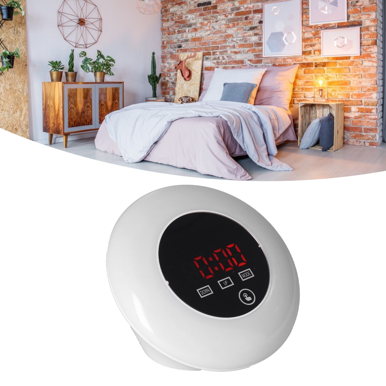 LED Digital Alarm Clock Mirror Clock Thermometer Clock 7 Color Electronic view 12
