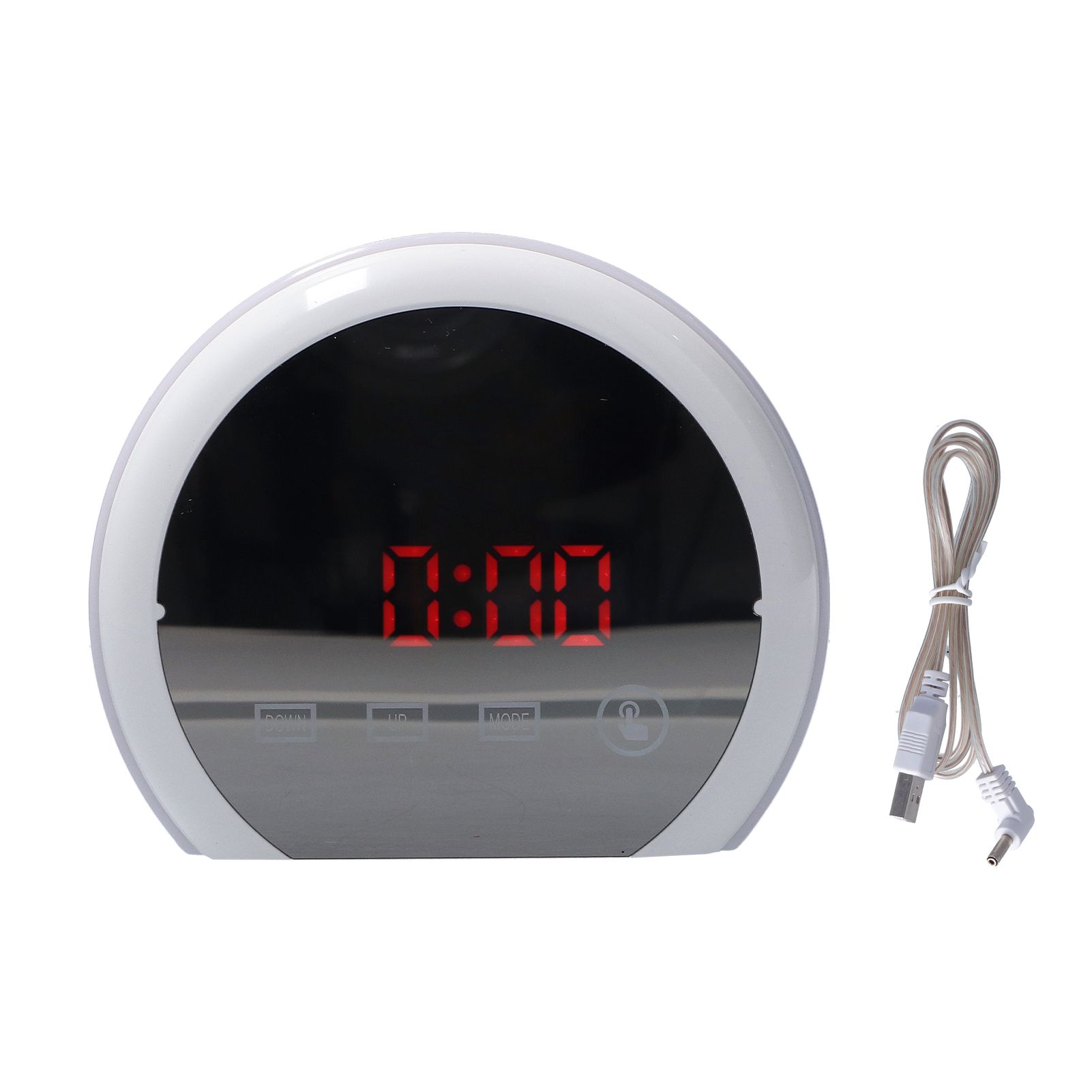 Digital LED Mirror Clock with 7 Color Lighting Snooze Alarm Clock Temperature — image 1