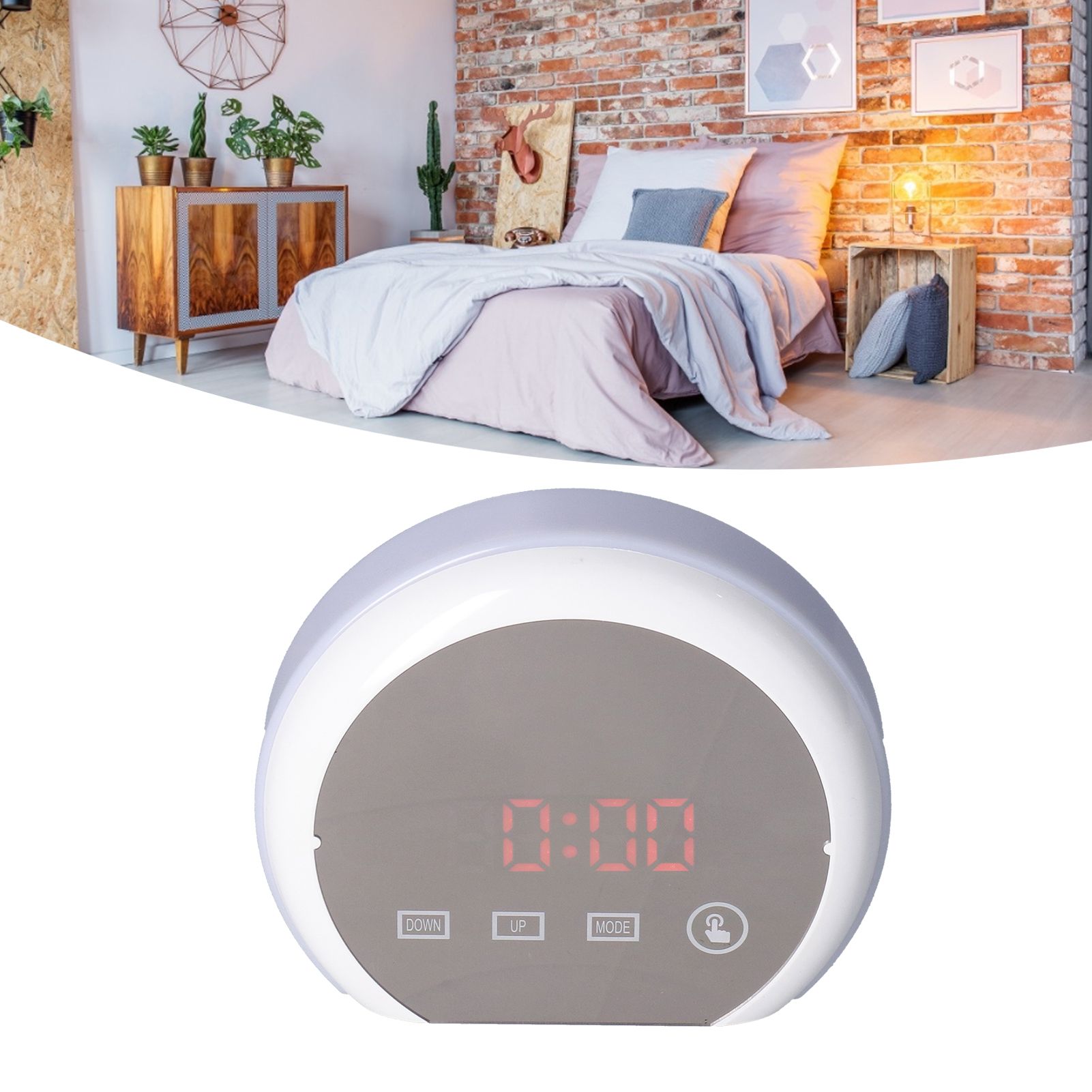 Digital LED Mirror Clock with 7 Color Lighting Snooze Alarm Clock Temperature view 11
