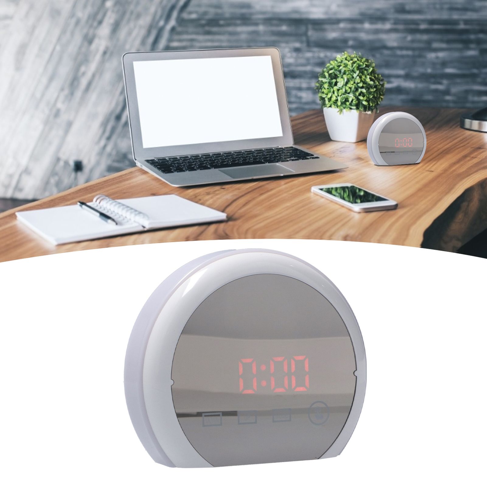 Digital LED Mirror Clock with 7 Color Lighting Snooze Alarm Clock Temperature view 12
