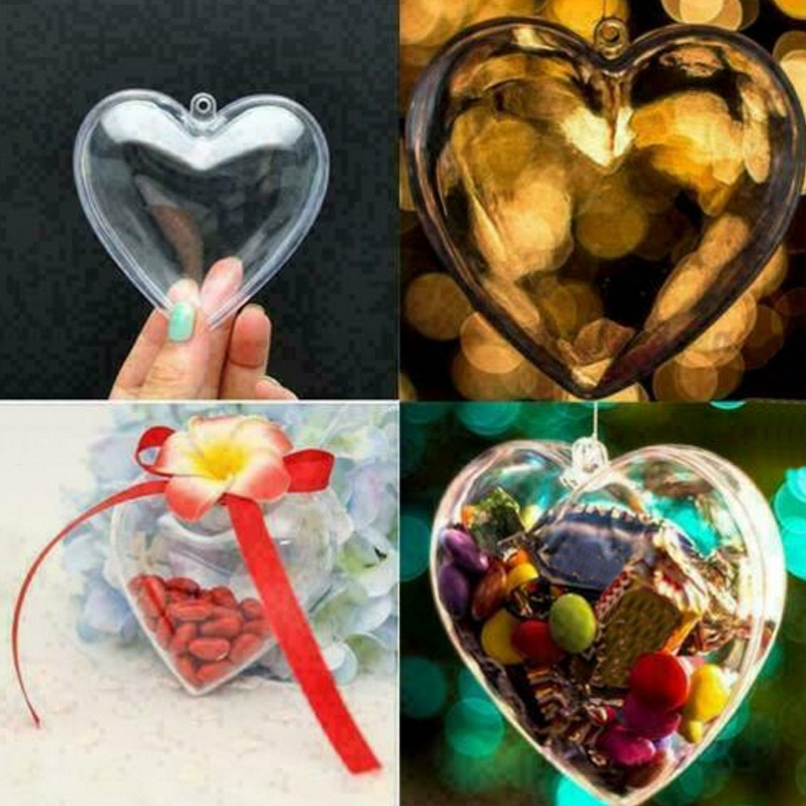 5Pcs Clear Fillable Ball Transparent Heart Shape Plastic Ornaments for DIY view 14