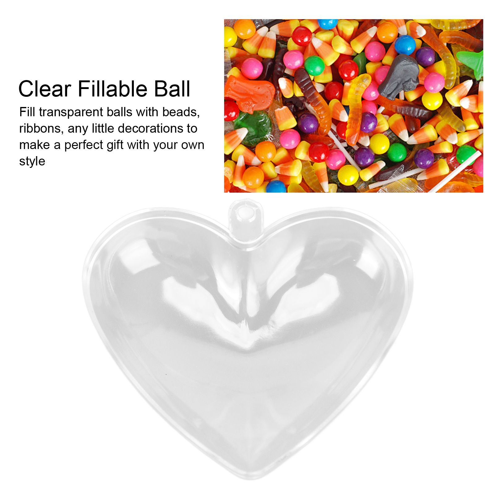 5Pcs Clear Fillable Ball Transparent Heart Shape Plastic Ornaments for DIY view 13