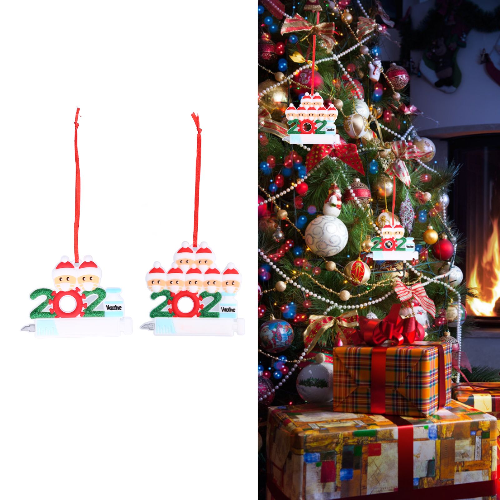2pcs 2021 Vaccine Christmas Ornaments Hanging Personalized Christmas Tree view 11