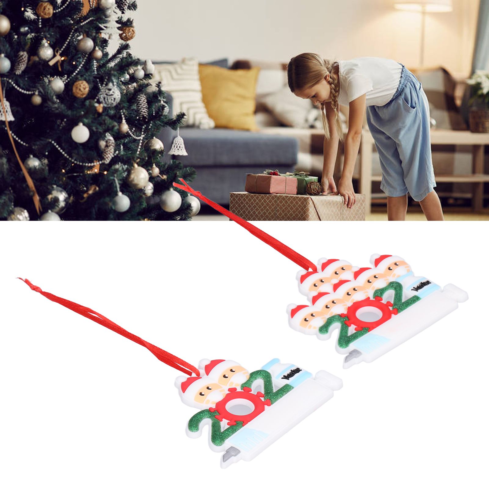 2pcs 2021 Vaccine Christmas Ornaments Hanging Personalized Christmas Tree view 12