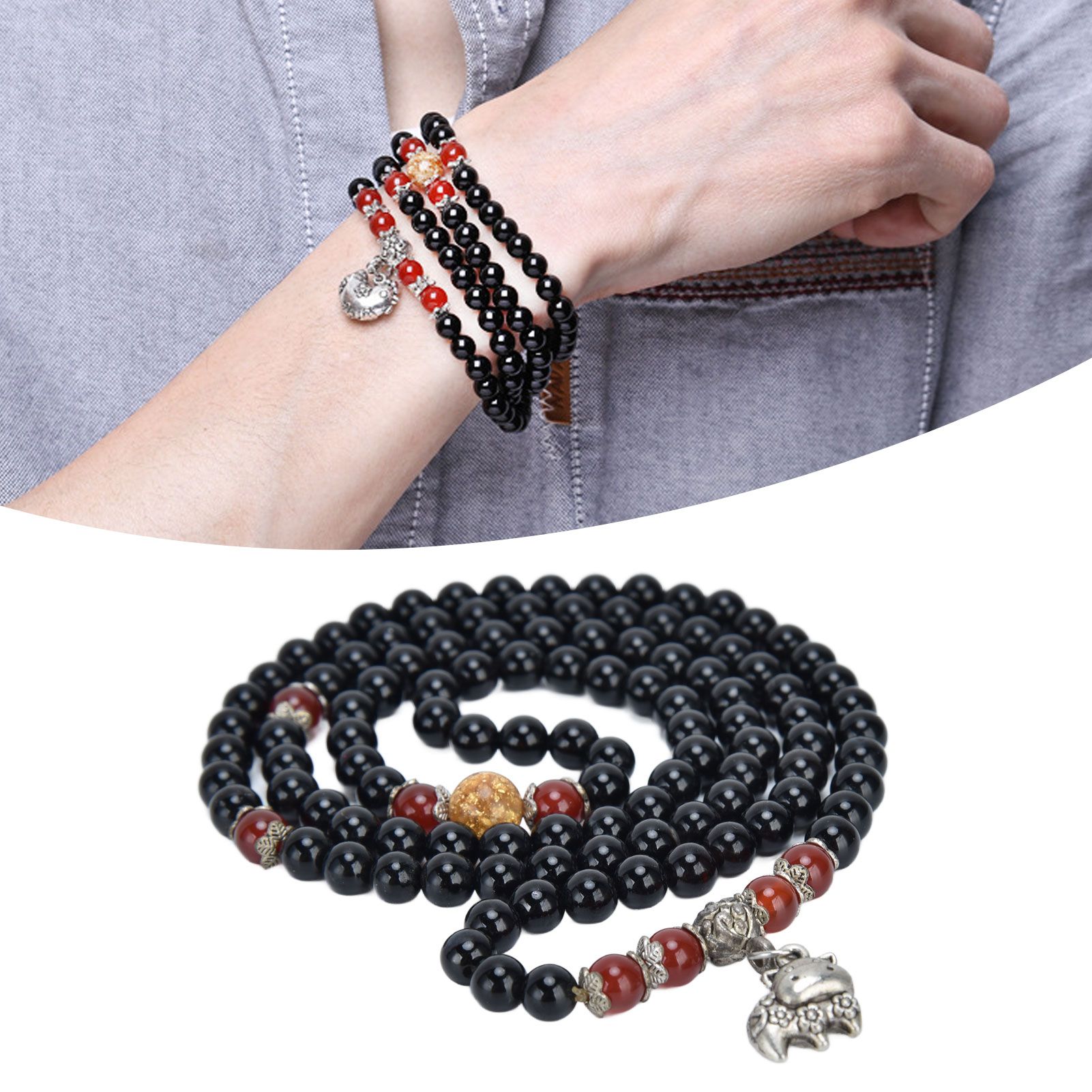 Beaded Bracelets Good Luck Natural Obsidian Bracelets for Women Men Health view 11